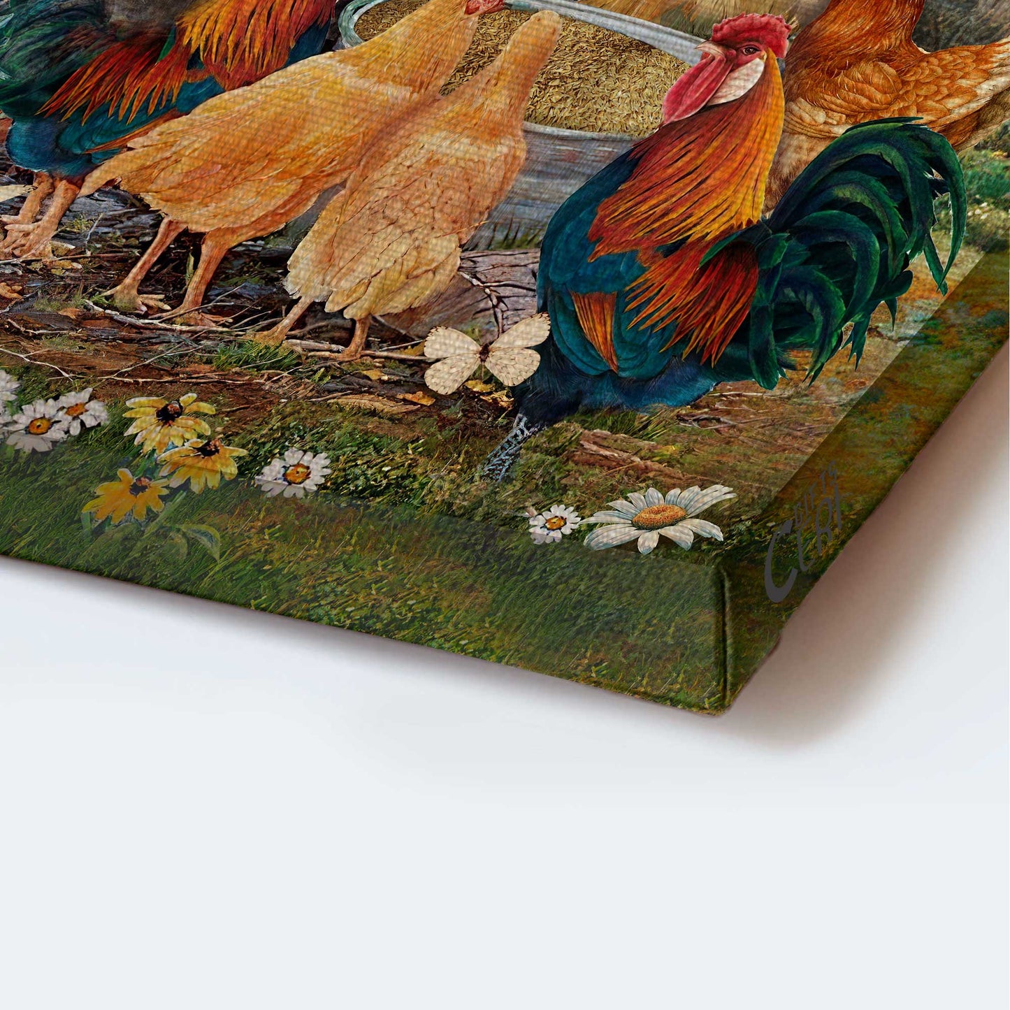 Jesus Portrait Canvas - Watercolor Rooster, Meadow Land Canvas - Gift For Christian - Gather Here With Grateful Hearts Canvas