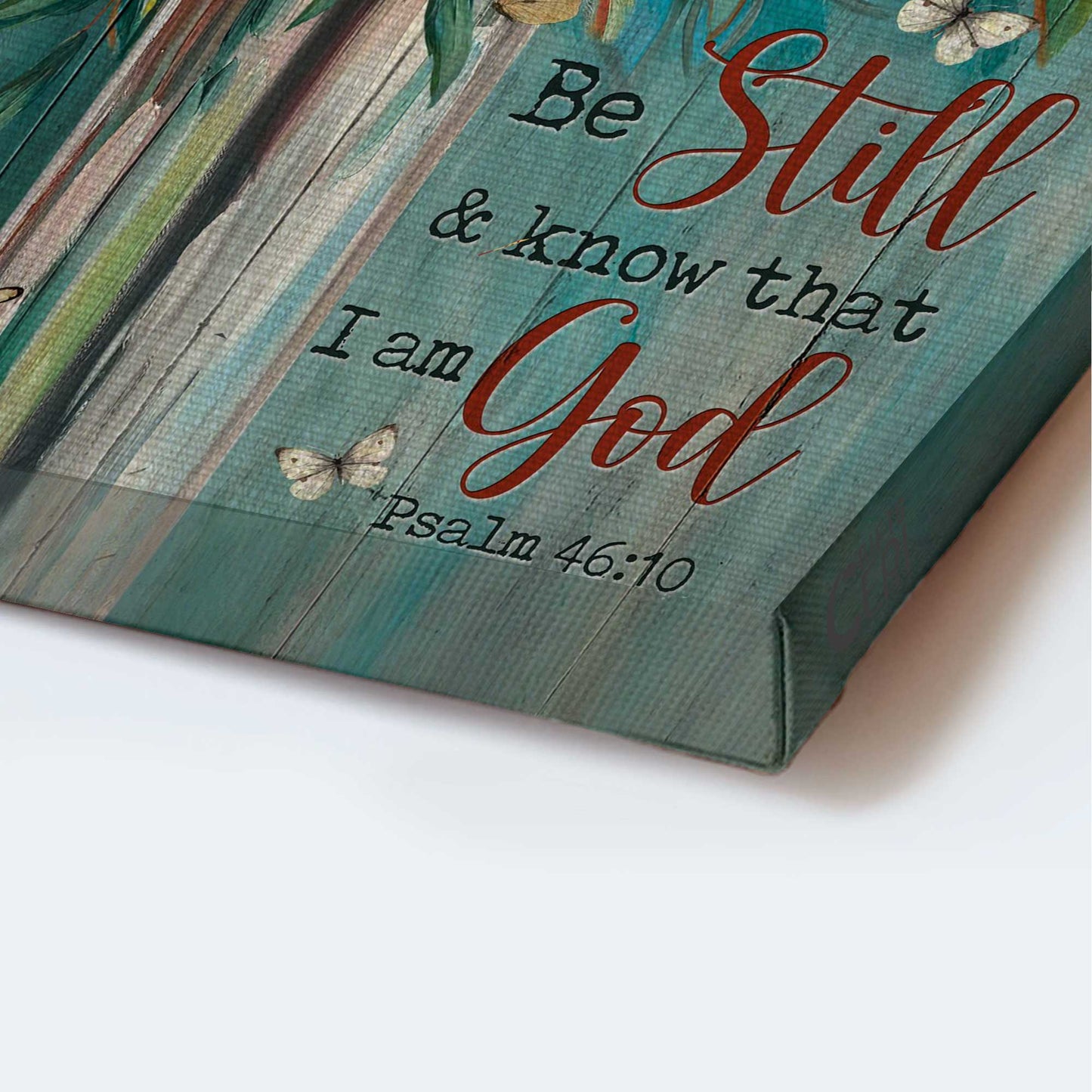 Jesus Portrait Canvas - Watercolor Flower Painting, Red Rose, Butterfly Canvas - Gift For Christian - Be Still And Know That I Am God Canvas