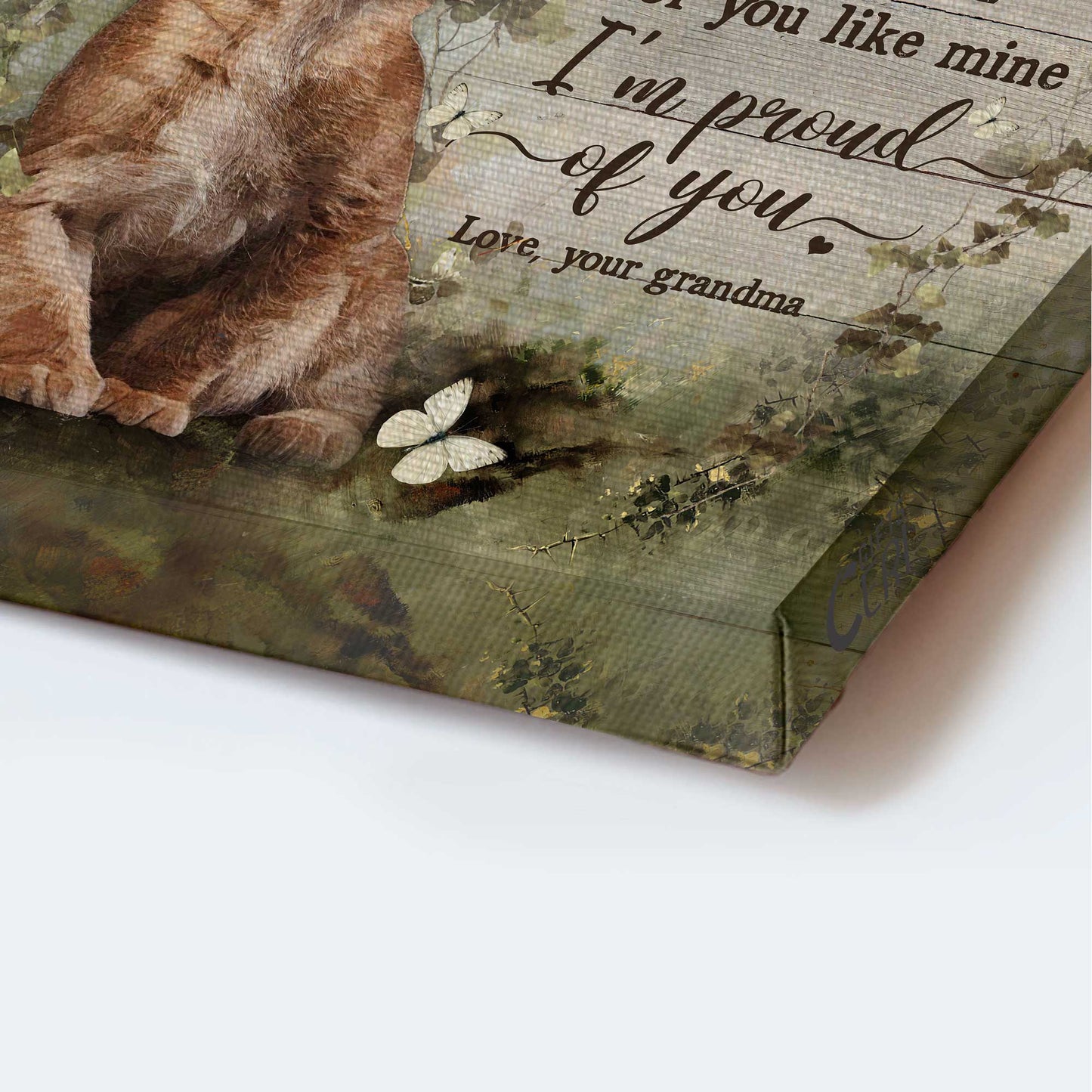 Gift for grandson- Grandma to grandson, Lion cub, Cute lion, I'm proud of you - Family Portrait Canvas Prints, Wall Art.