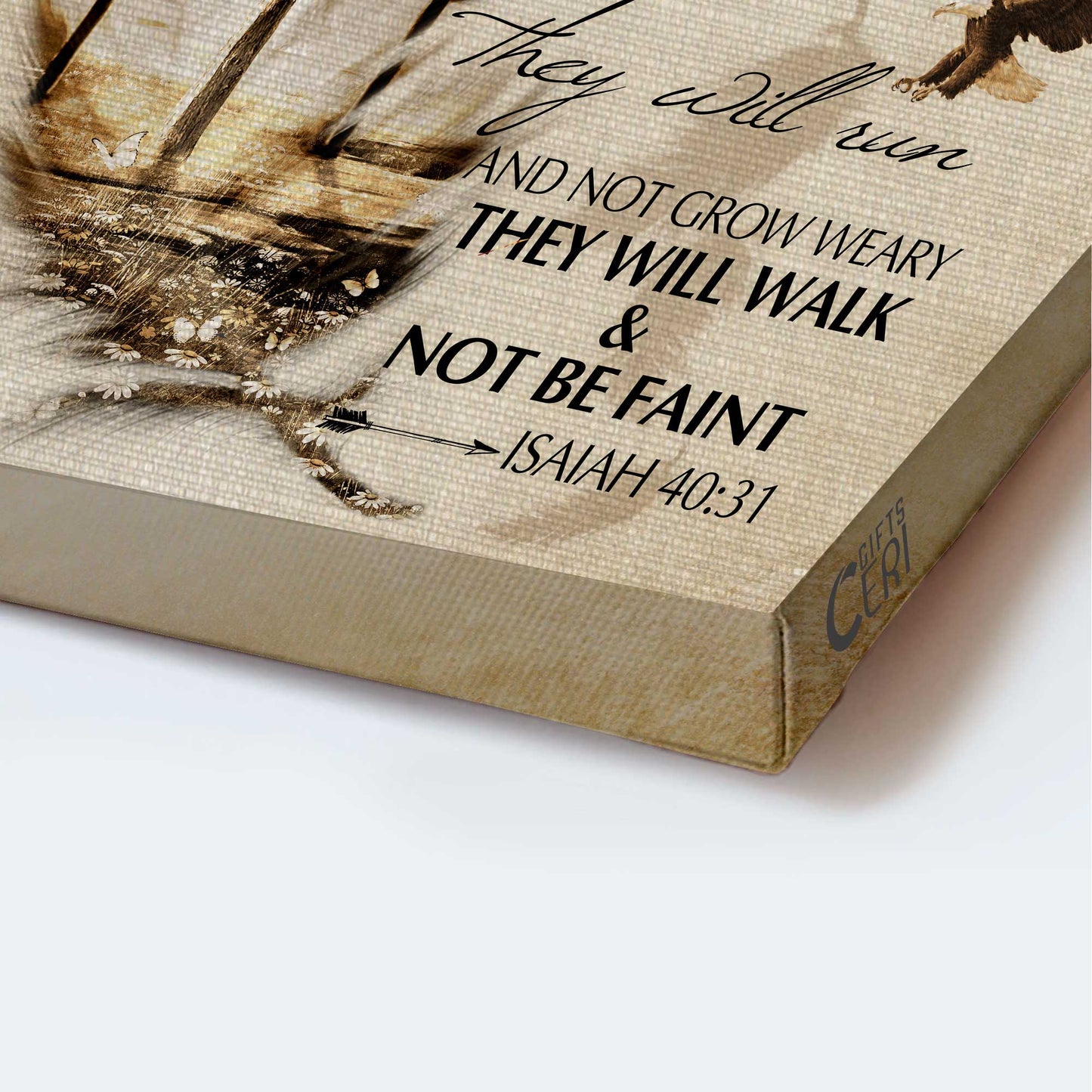Jesus Portrait Canvas - The Three Crosses, Feather Canvas - Gift For Christian - They Will Soar On Wings Like Eagles Canvas