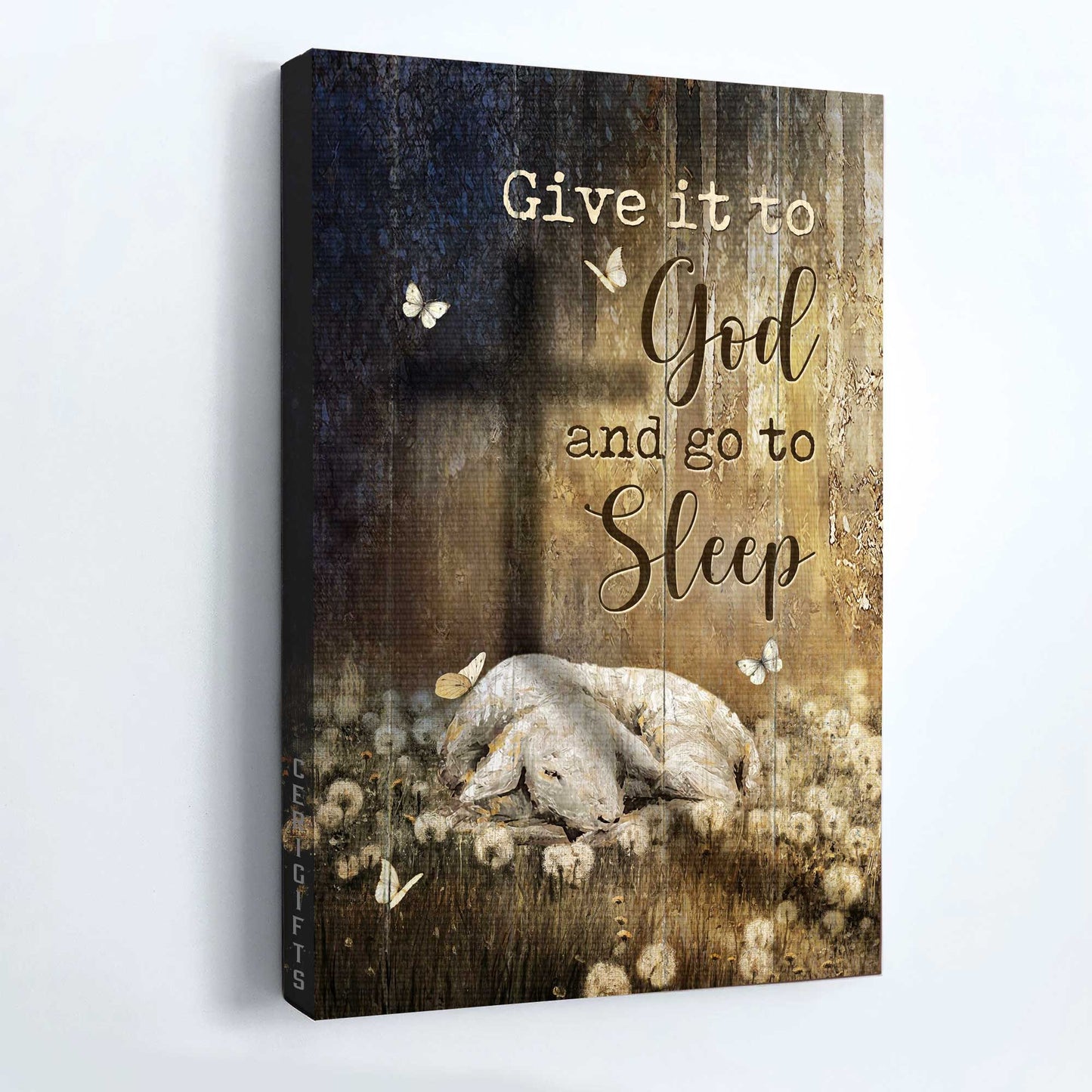 Jesus Portrait Canvas - Watercolor Lamb of God, Dandelion field canvas - Gift For Christian - Give it to God and go to sleep