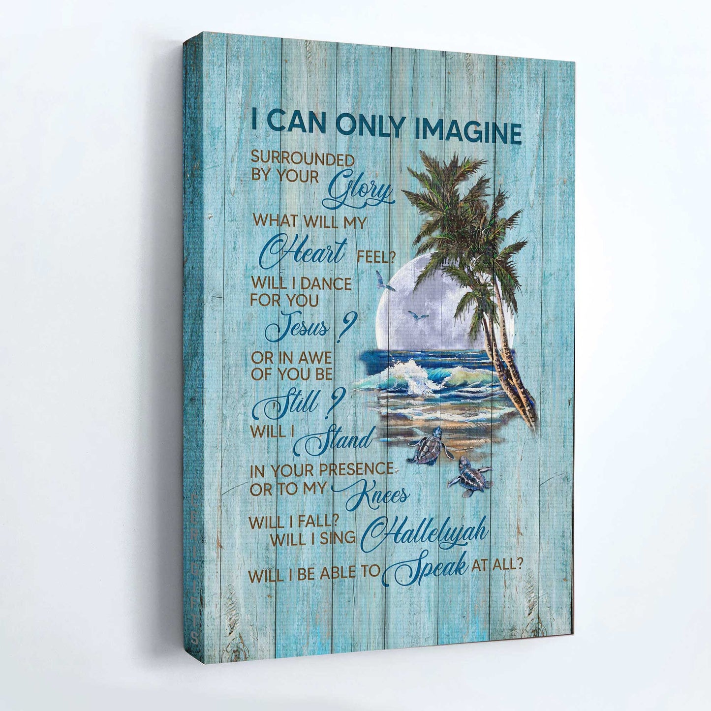 Jesus Portrait Canvas - Turtles, On The Beach, Moonlight Canvas - Gift For Christian - I Can Only Imagine Canvas