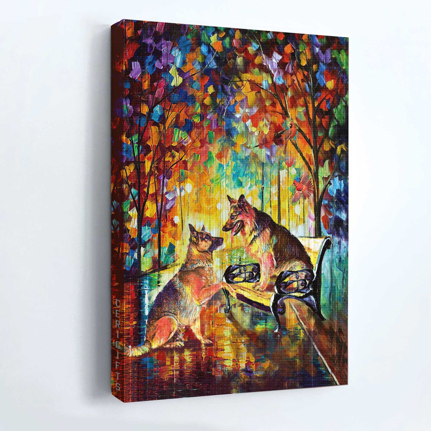 German Shepherd Portrait Canvas - German Shepherd, Vibrant color, Dog drawing, Abstract painting, In the park- Gift for dog lover - Jesus Portrait Canvas Prints, Wall Art