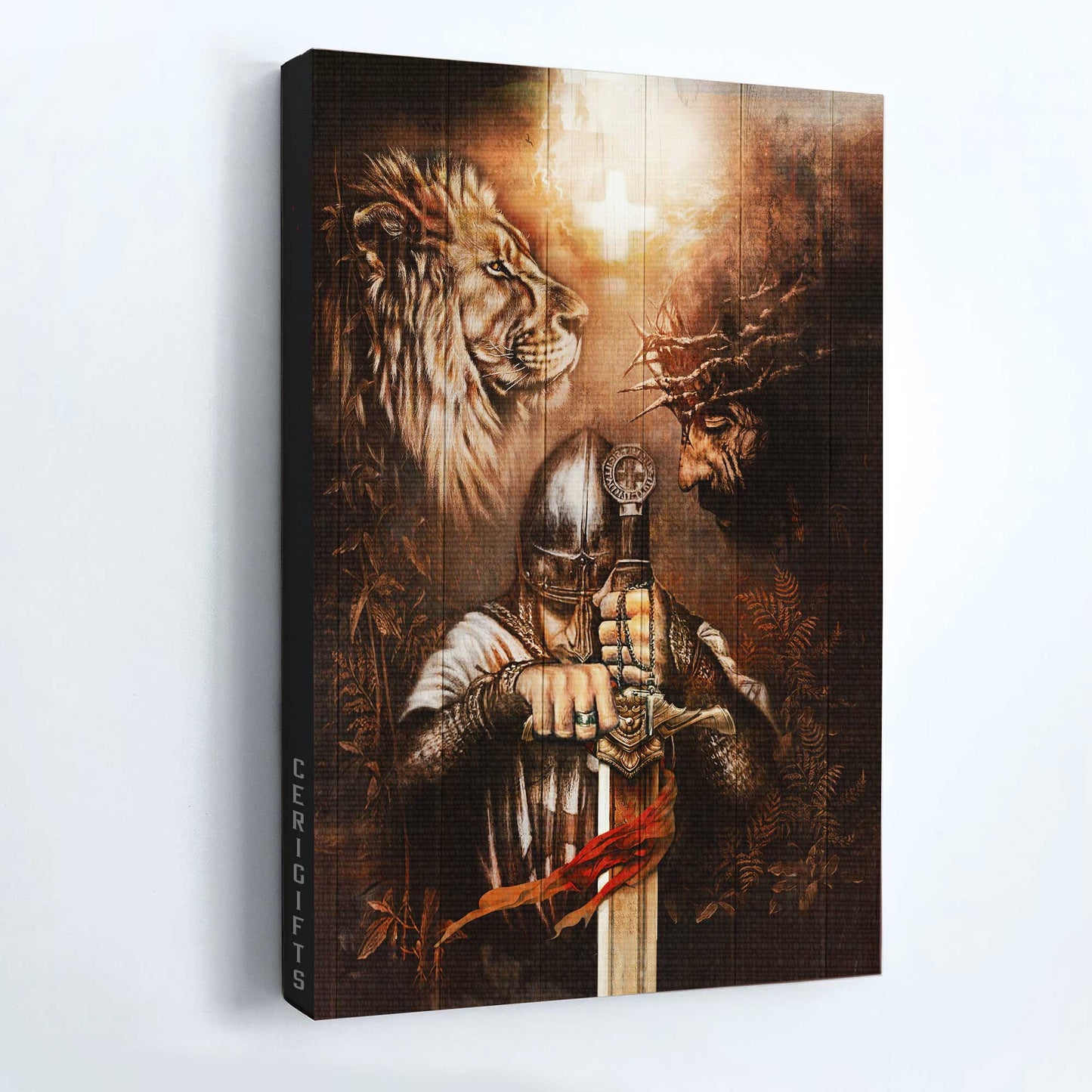 Jesus Portrait Canvas - Warrior Painting, Jesus Painting, Lion Of Judah Canvas - Gift For Christian - Knight Of God Canvas