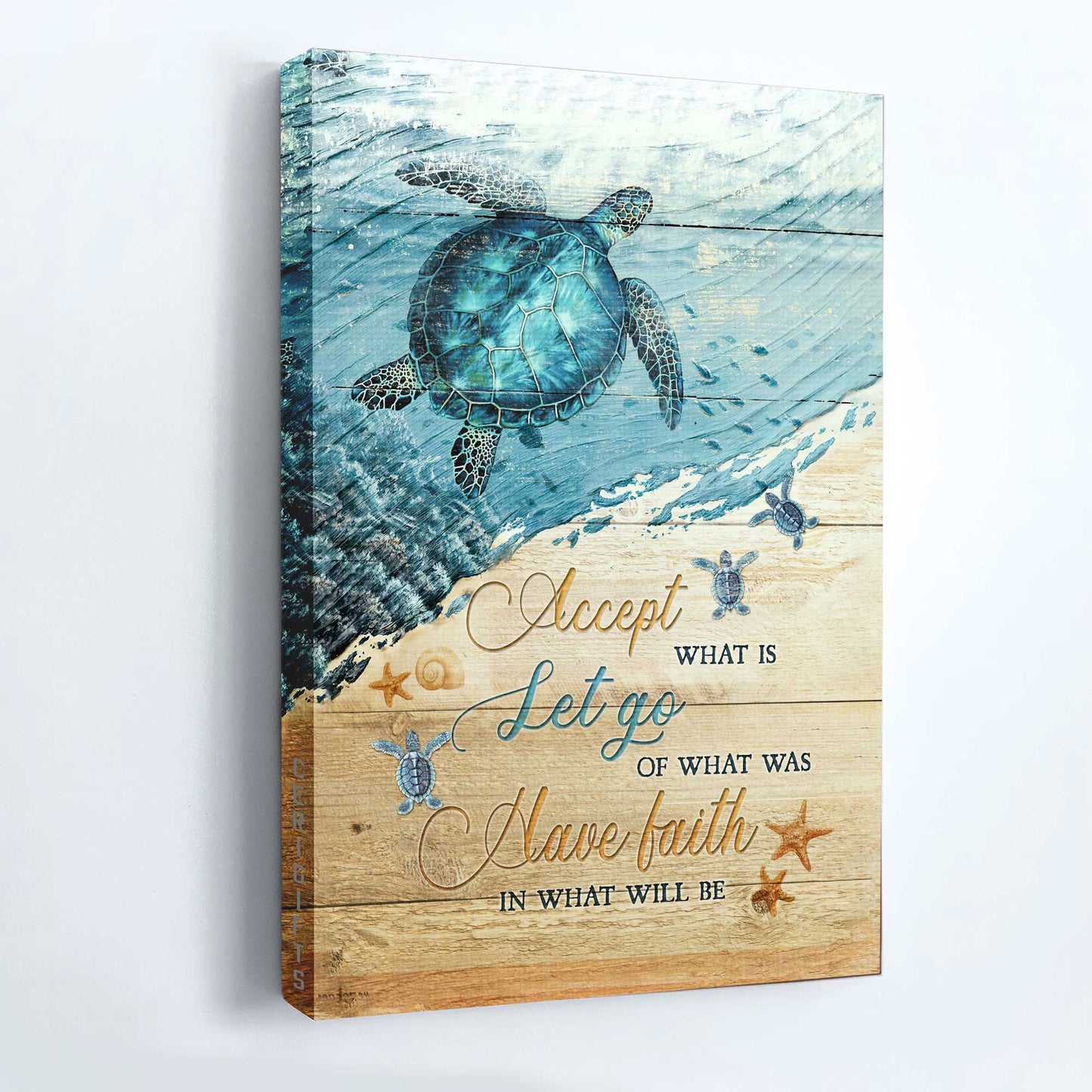 Jesus Portrait Canvas - Turtle Painting, Under The Ocean Canvas - Gift For Christian - Accept What Is, Let Go Of What Was, Have Faith In What Will Be