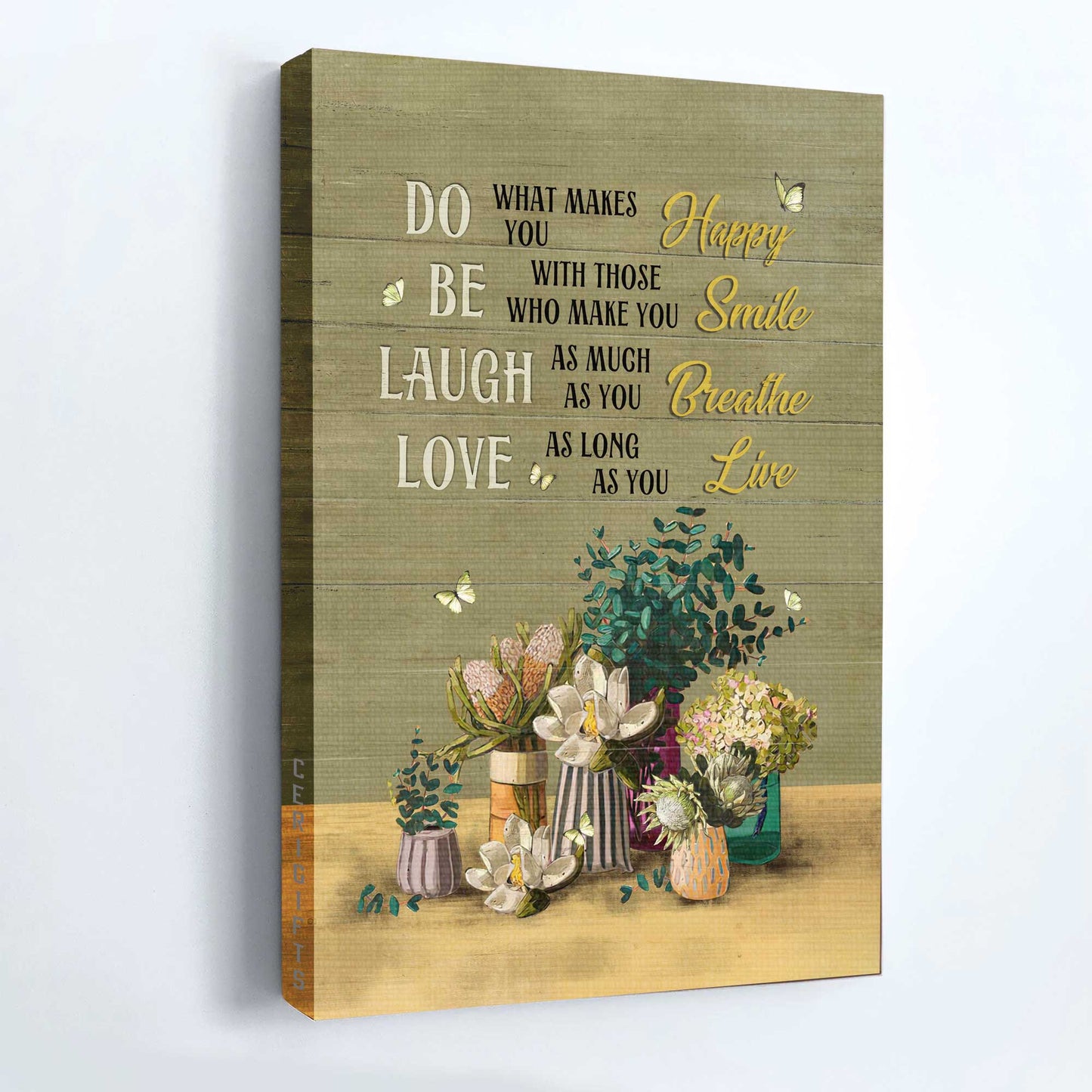 Jesus Portrait Canvas - Unique Flower Painting, Green Butterfly Canvas - Gift For Christian - Do What Makes You Happy Canvas