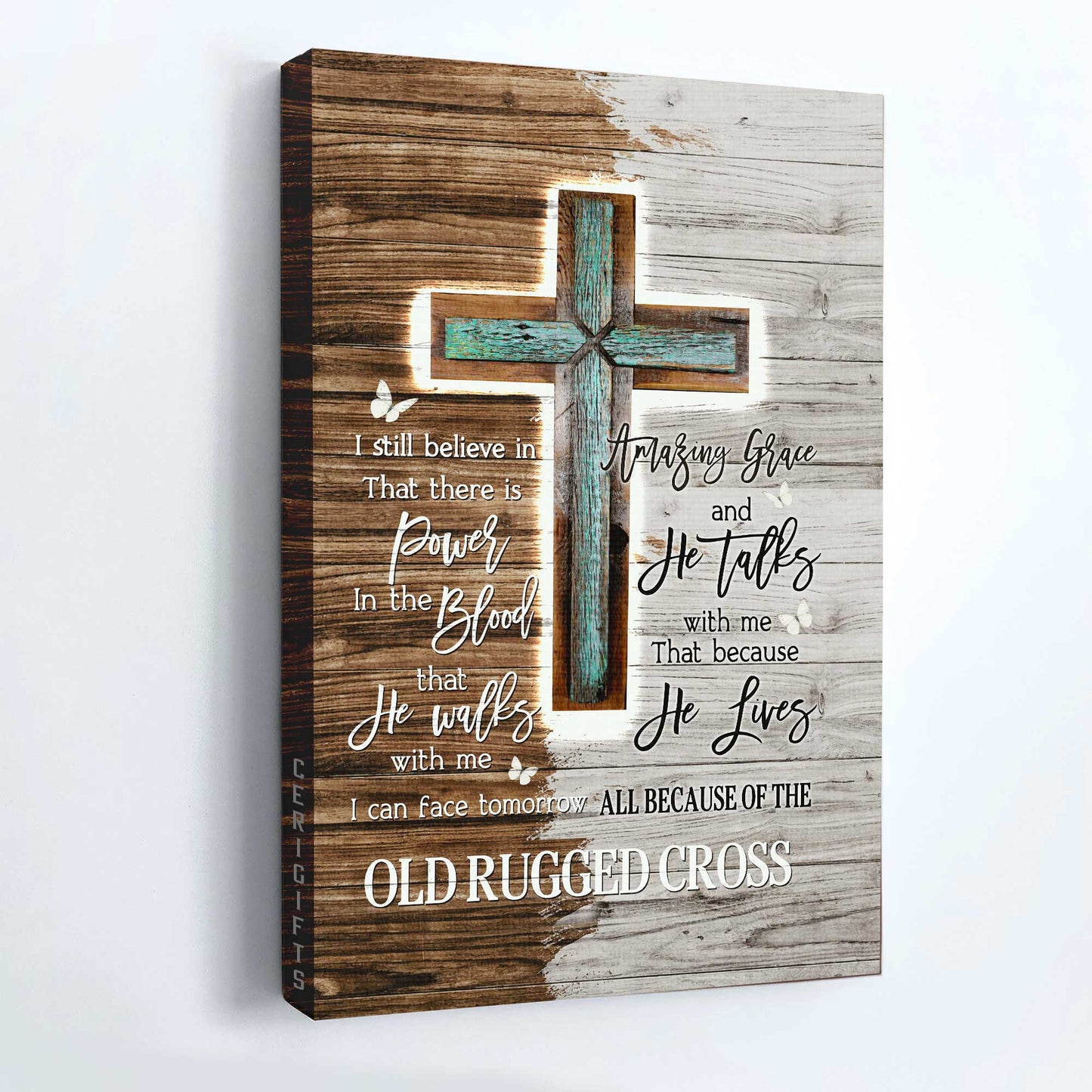 Jesus Portrait Canvas - The Wooden Cross, Beautiful Cross Canvas - Gift For Christian - The Old Rugged Cross