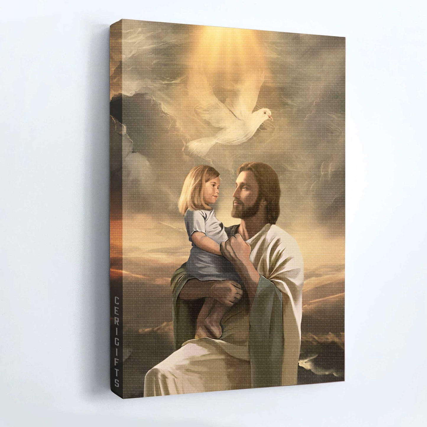 Jesus Portrait Canvas - The Life Of Jesus, White Dove, Jesus Painting, Jesus With Child Canvas - Gift For Christian