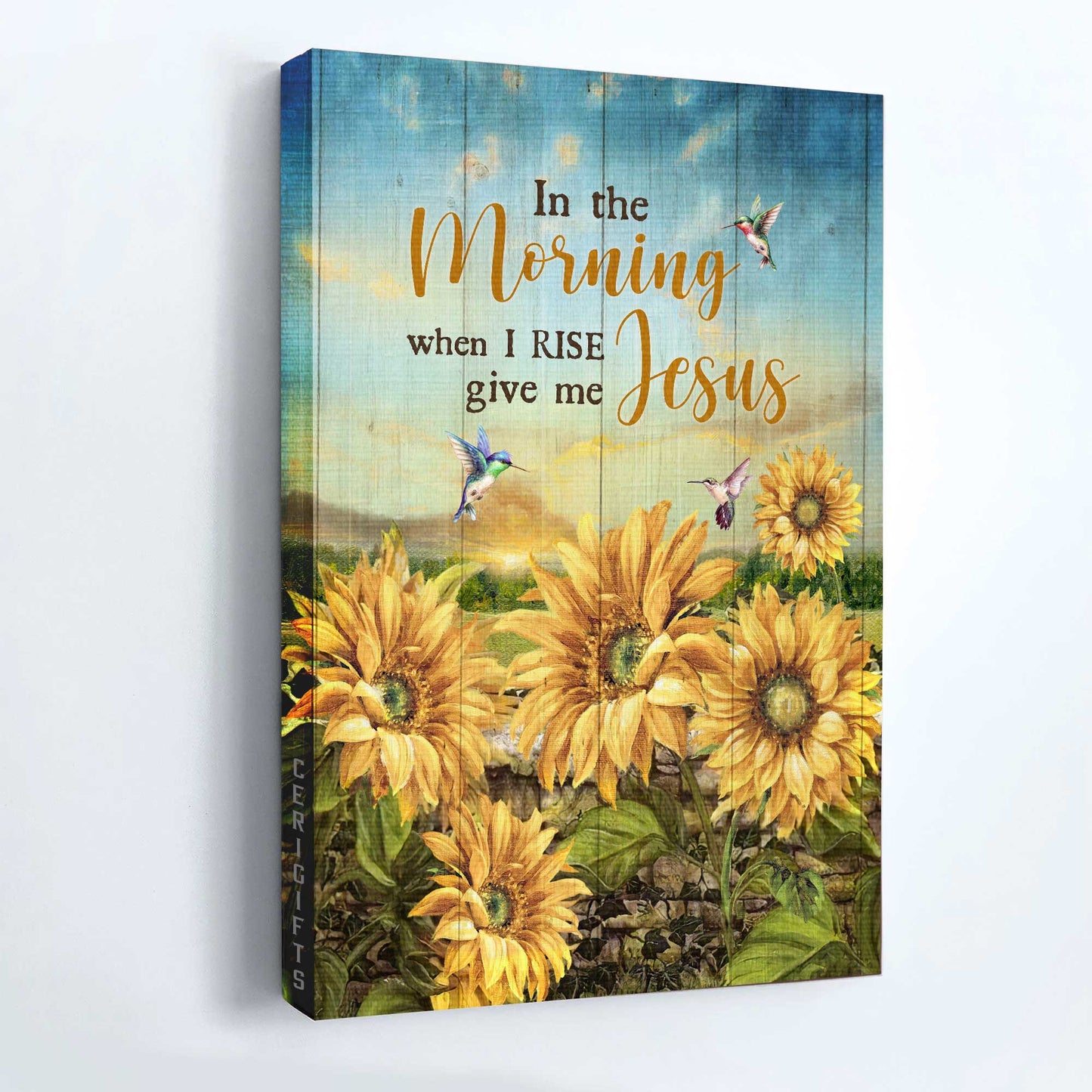 Jesus Portrait Canvas - Sunflower Field, Hummingbird, Beautiful Sky Canvas - Gift For Christian - Give Me Jesus Canvas