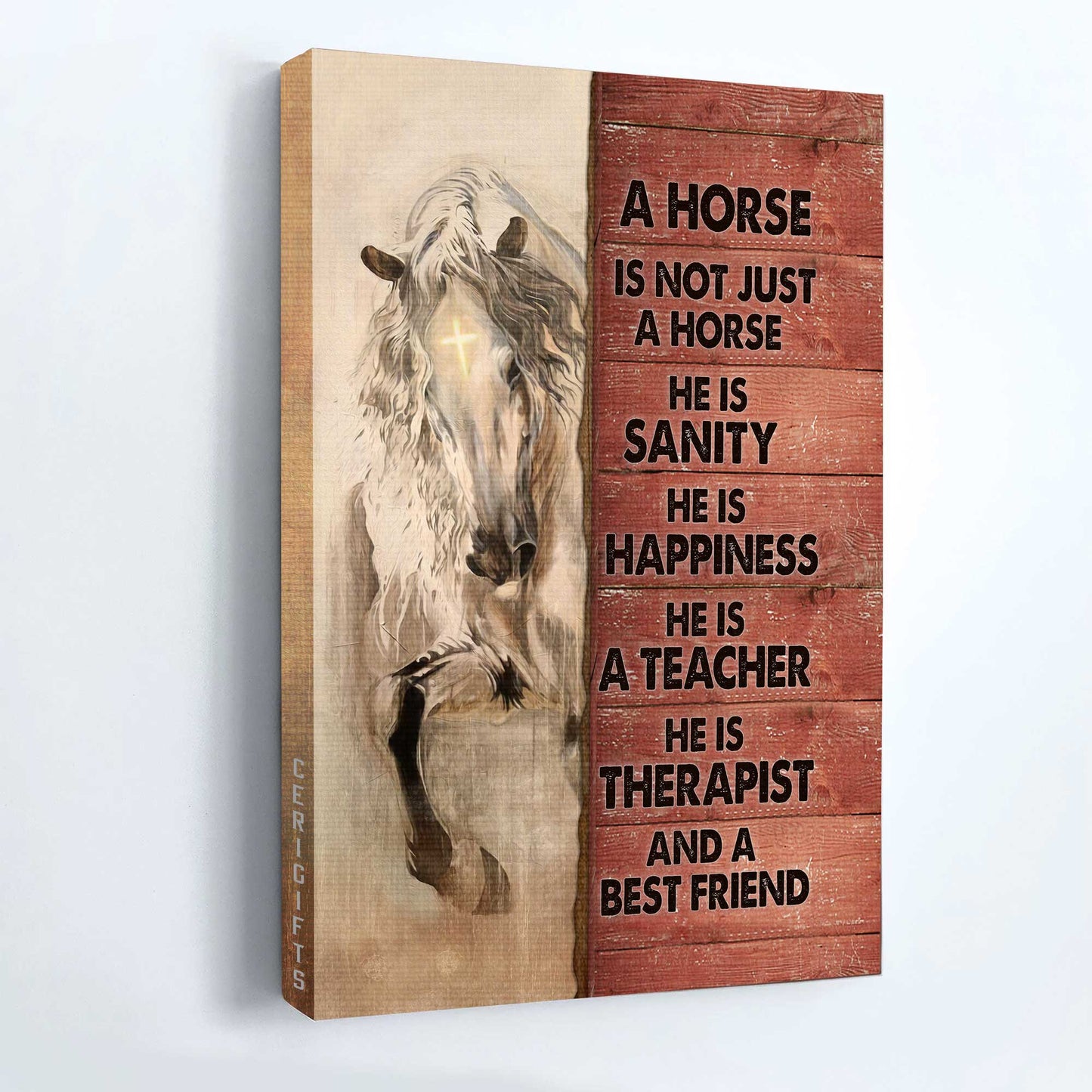 Jesus Portrait Canvas - White Horse, Light Cross Canvas - Gift For Christian - A Horse Is Not Just A Horse Canvas
