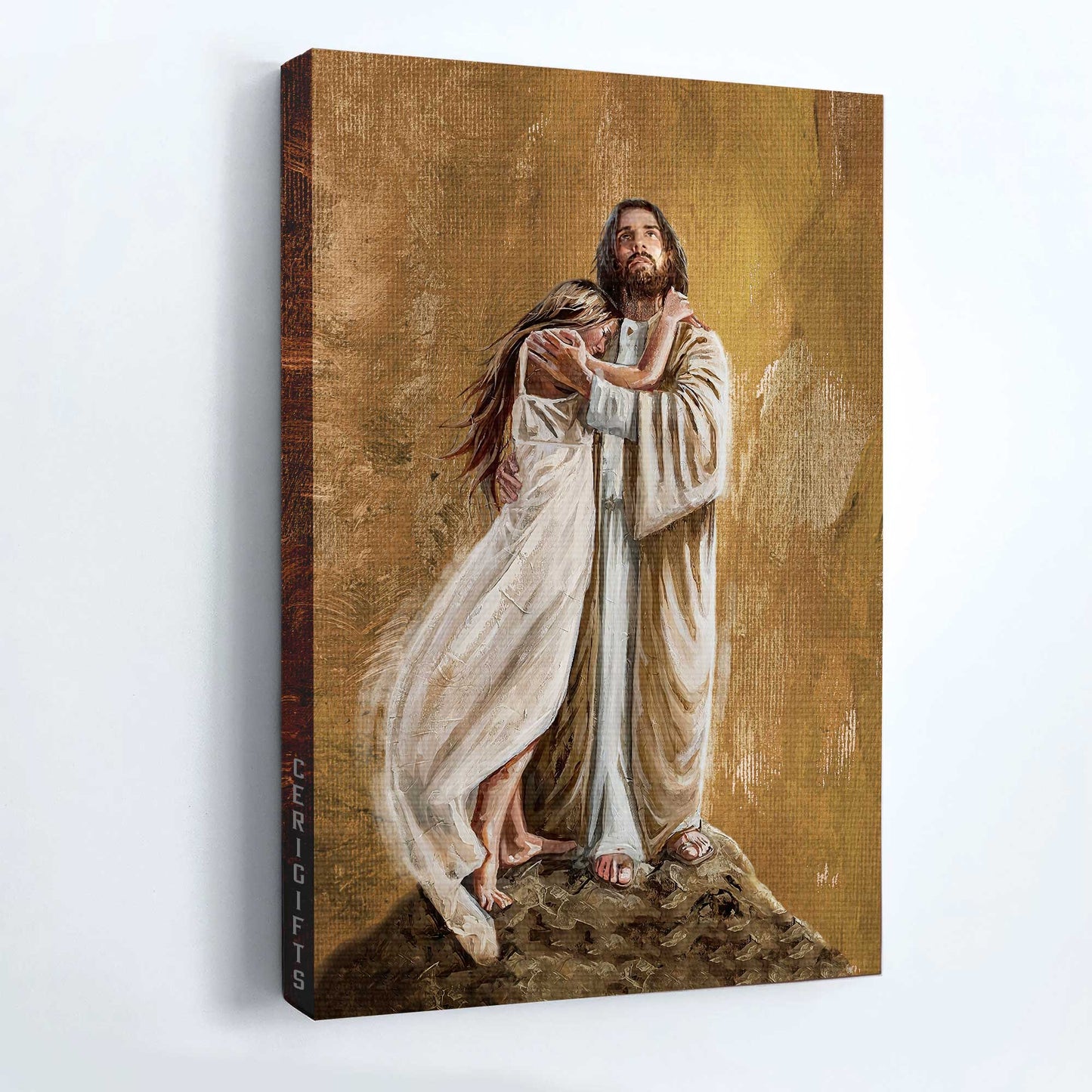 Jesus Portrait Canvas - The Savior, Jesus Hug, Jesus Painting, In The Arms Of His Love - Gift For Christian