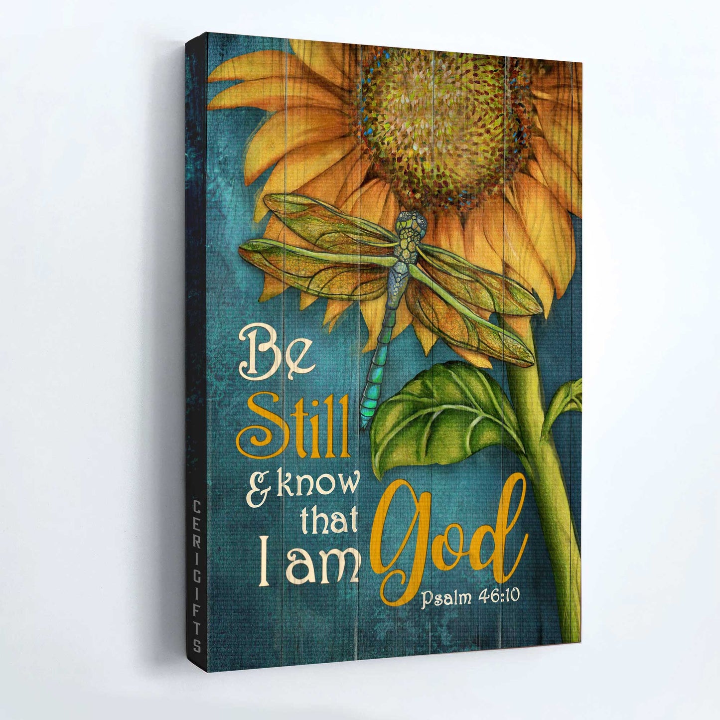 Jesus Portrait Canvas - Sunflower Painting, Dragonfly Canvas - Gift For Christian - Be Still And Know That I Am God Canvas