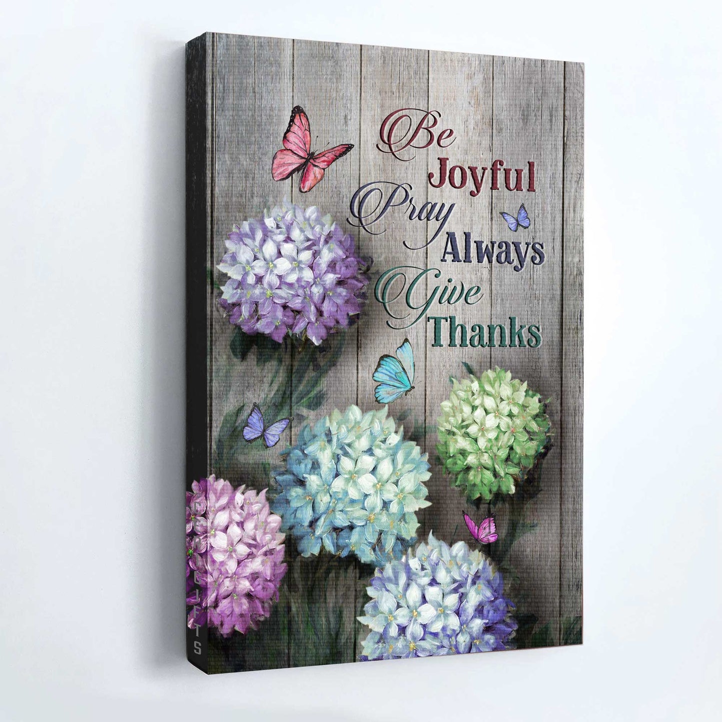 Jesus Portrait Canvas - Unique Hydrangea, Colorful Butterfly Canvas - Gift For Christian - Be Joyful, Pray Always, Give Thanks Canvas