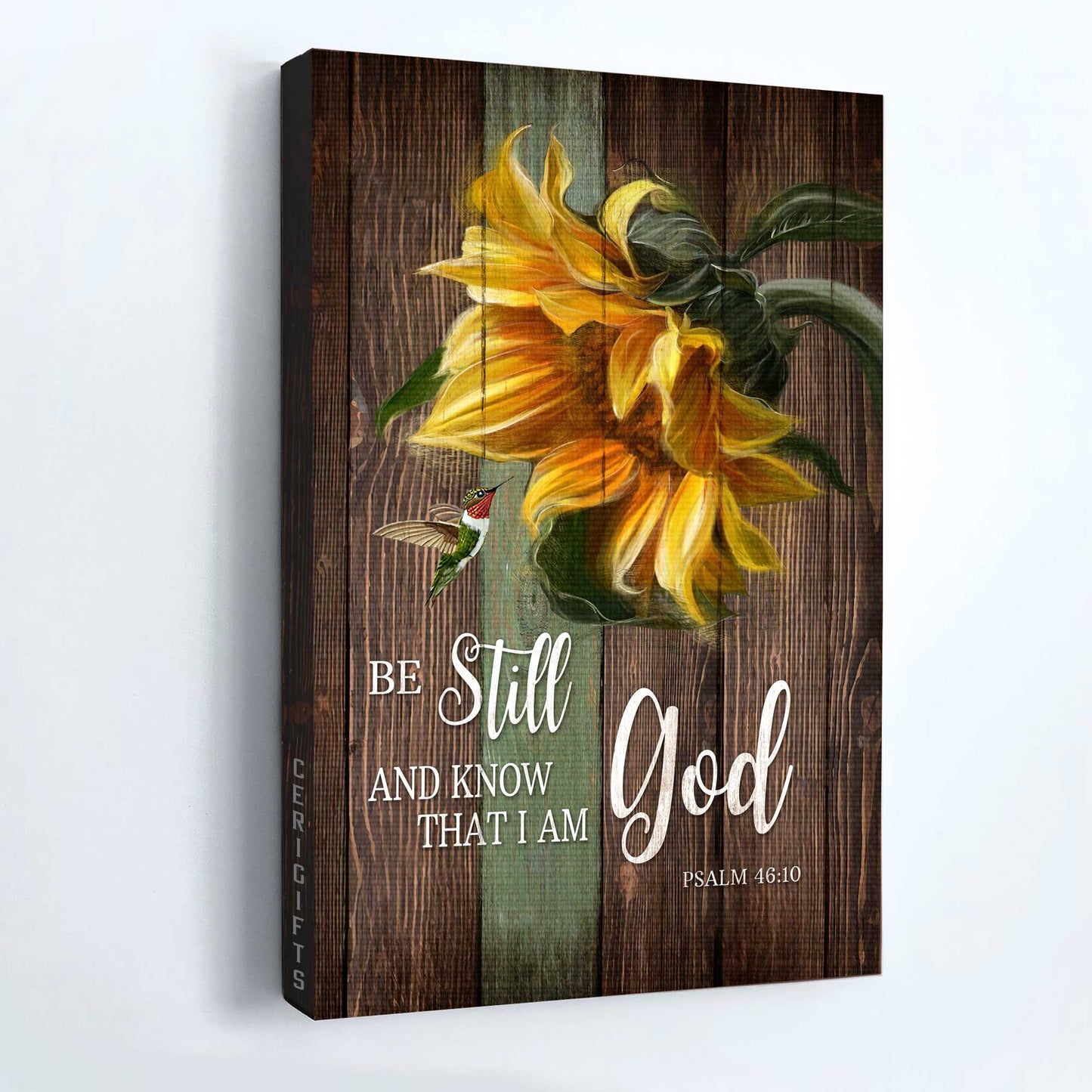 Jesus Portrait Canvas - Sunflower, Hummingbird, Still Painting Canvas - Gift For Christian - Be Still And Know That I Am God Canvas