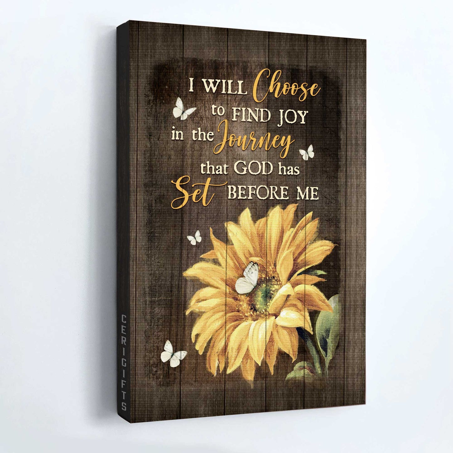 Jesus Portrait Canvas - Sunflower Painting, White Butterfly Canvas - Gift For Christian - I Will Choose To Find Joy In The Journey Canvas