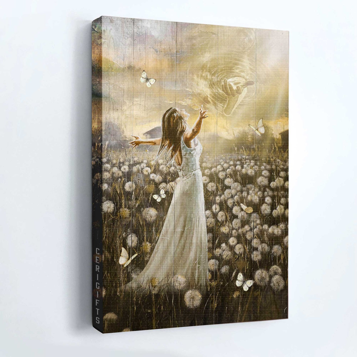 Jesus Portrait Canvas - Walking with Jesus, Dandelion field, Jesus calls, Beautiful girl canvas - Gift For Christian