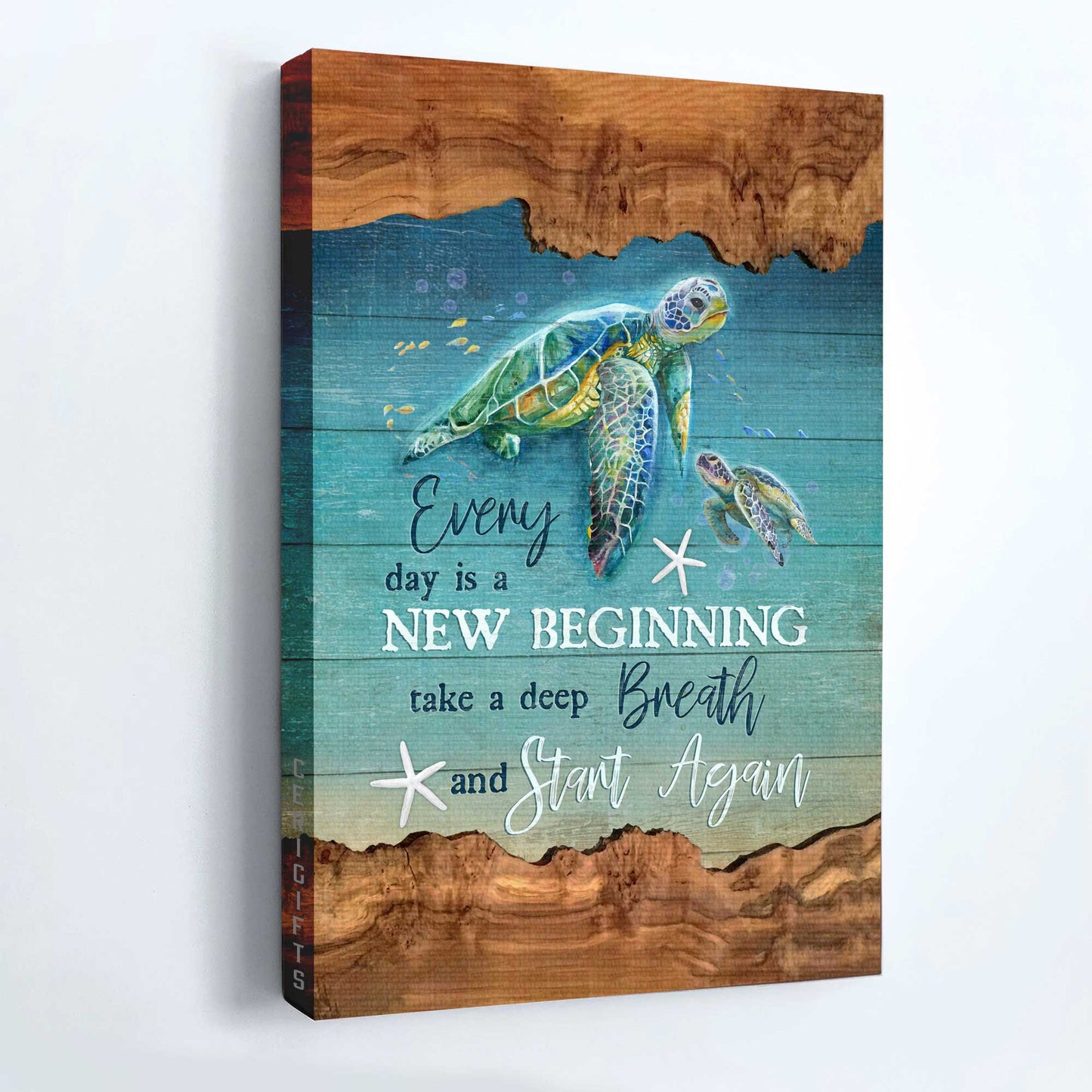 Jesus Portrait Canvas - Turtle, Turtle Painting, Under The Ocean Canvas - Gift For Christian - Everyday Is A New Beginning Canvas