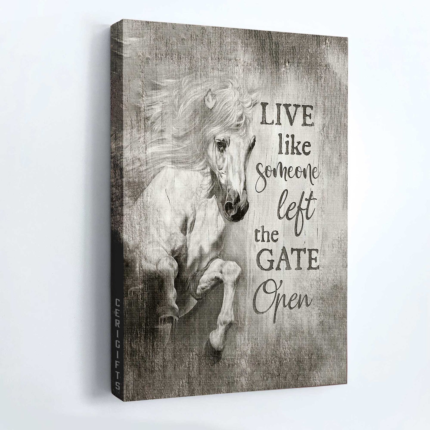 Jesus Portrait Canvas - White Horse Painting Canvas - Gift For Christian - Live Like Someone Left The Gate Open Canvas