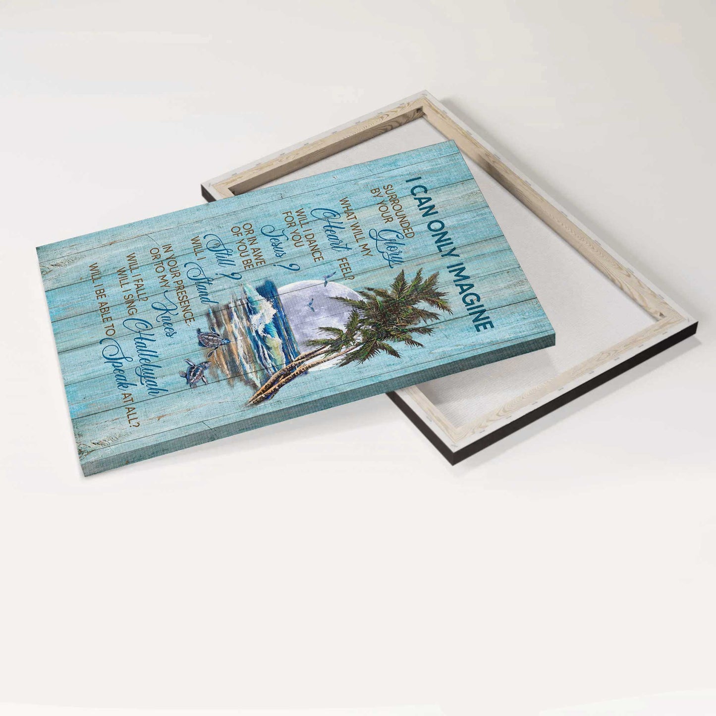 Jesus Portrait Canvas - Turtles, On The Beach, Moonlight Canvas - Gift For Christian - I Can Only Imagine Canvas
