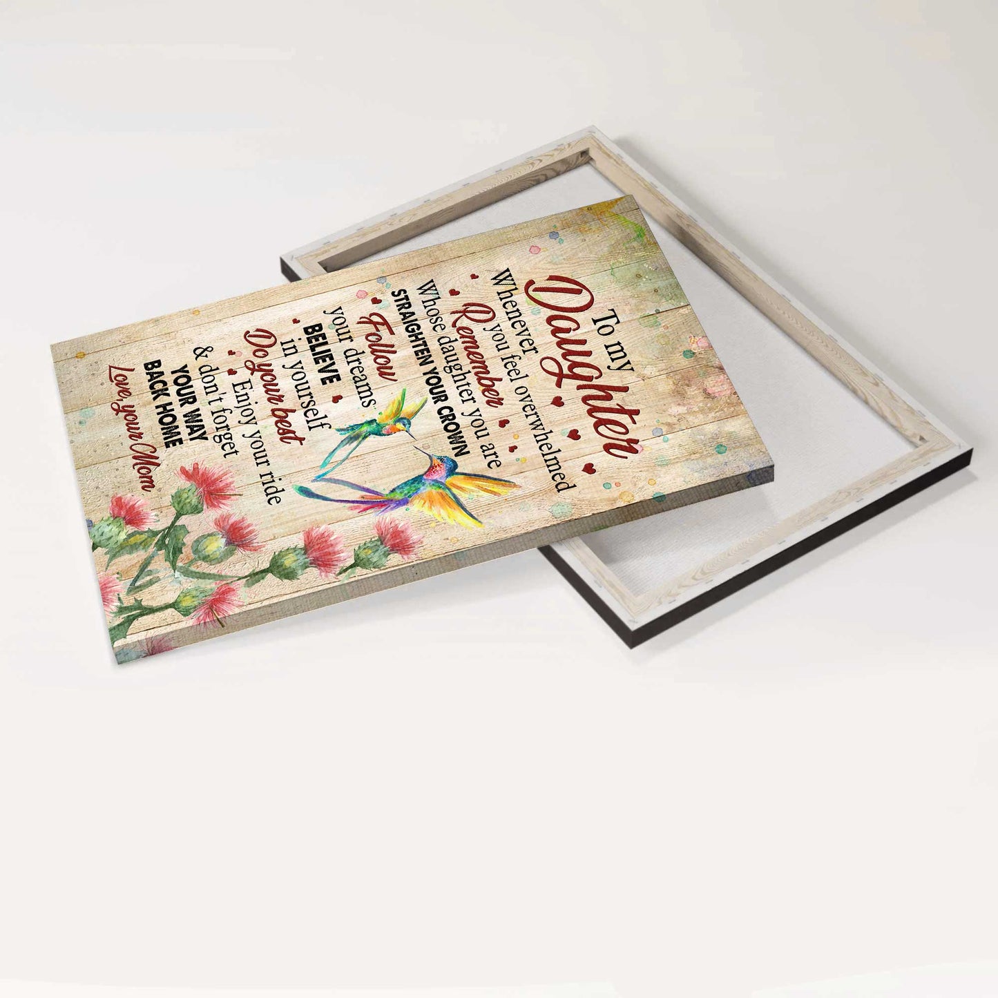 Gift for Daughter- Mom to daughter, Colorful hummingbird canvas- Don't forget your way back home - Family Portrait Canvas Prints, Wall Art