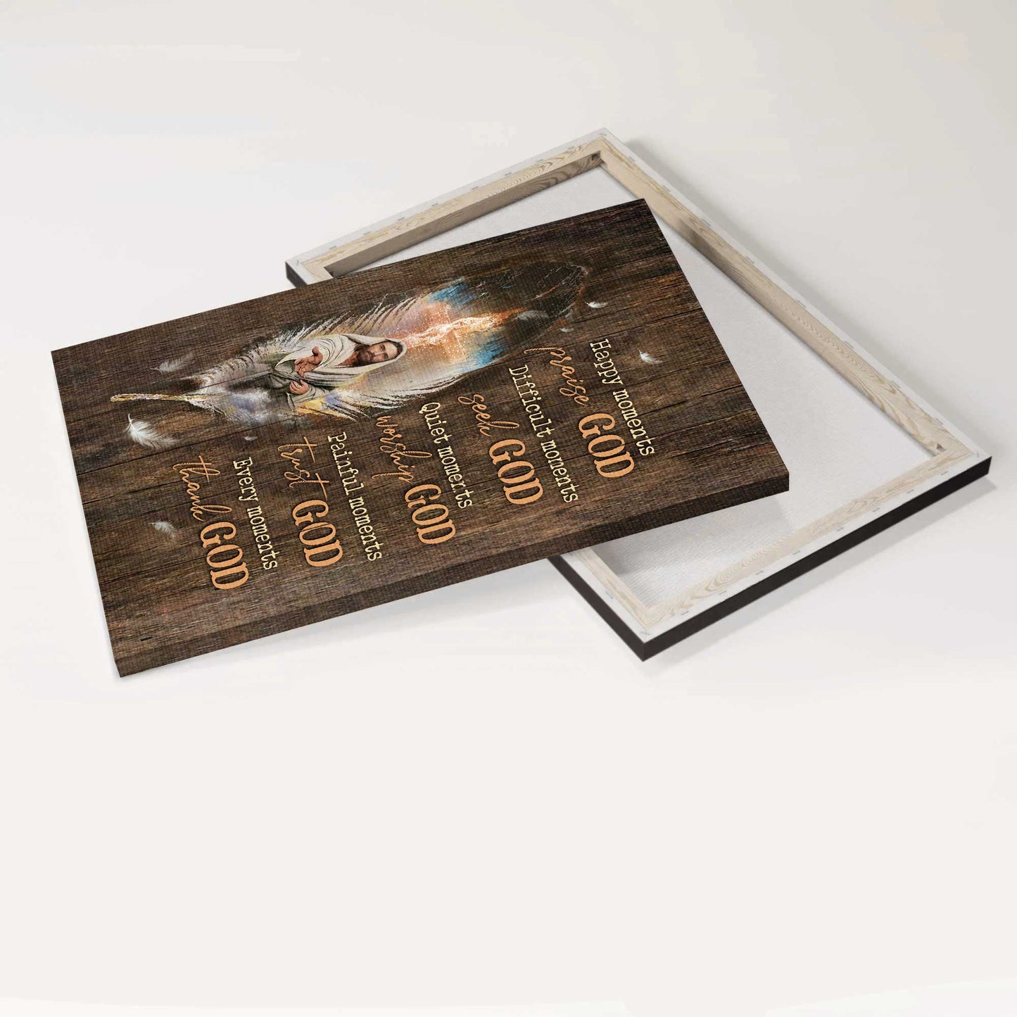 Jesus Portrait Canvas - Walking With Jesus, Amazing Feathers Canvas - Gift For Christian - Every Moments Thank God Canvas
