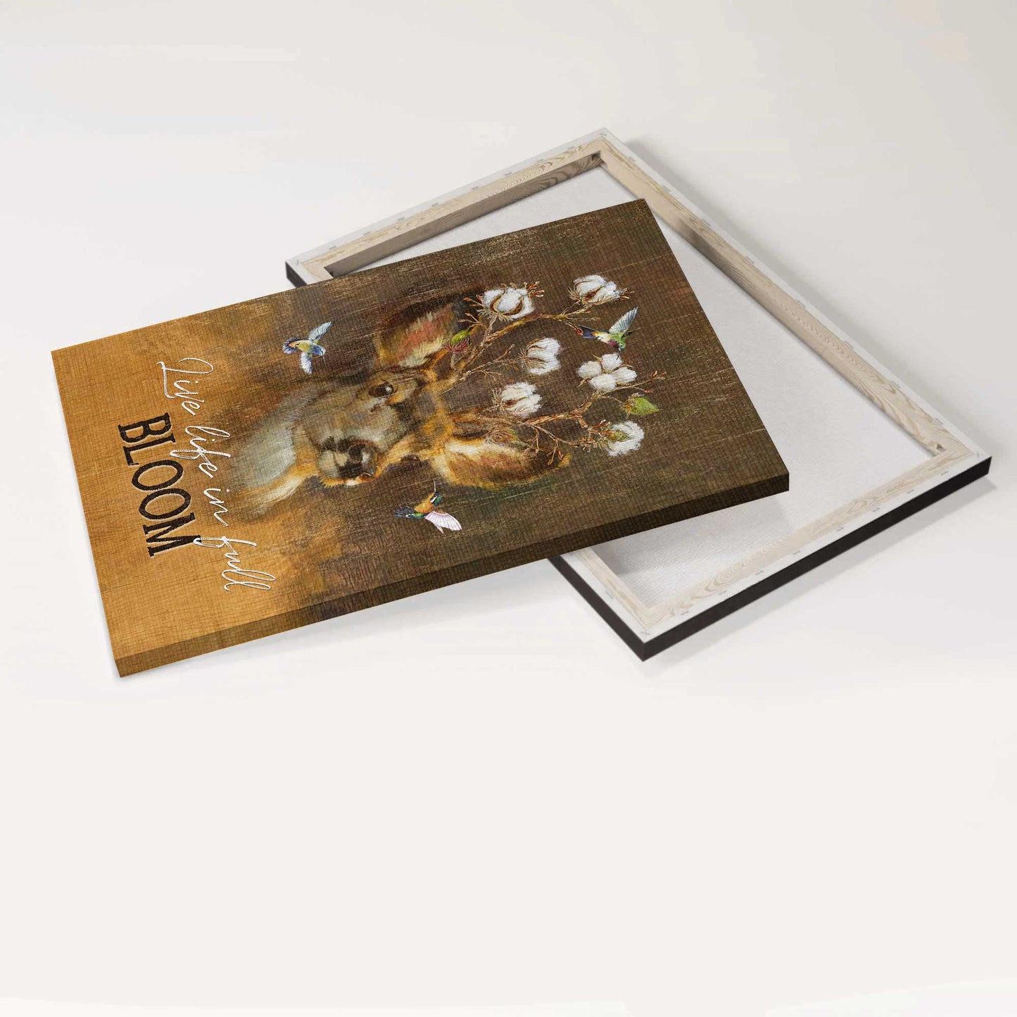 Jesus Portrait Canvas - Watercolor Deer, Cotton Flower Crown, Hummingbird Canvas - Gift For Christian - Live Life In Full Bloom Canvas