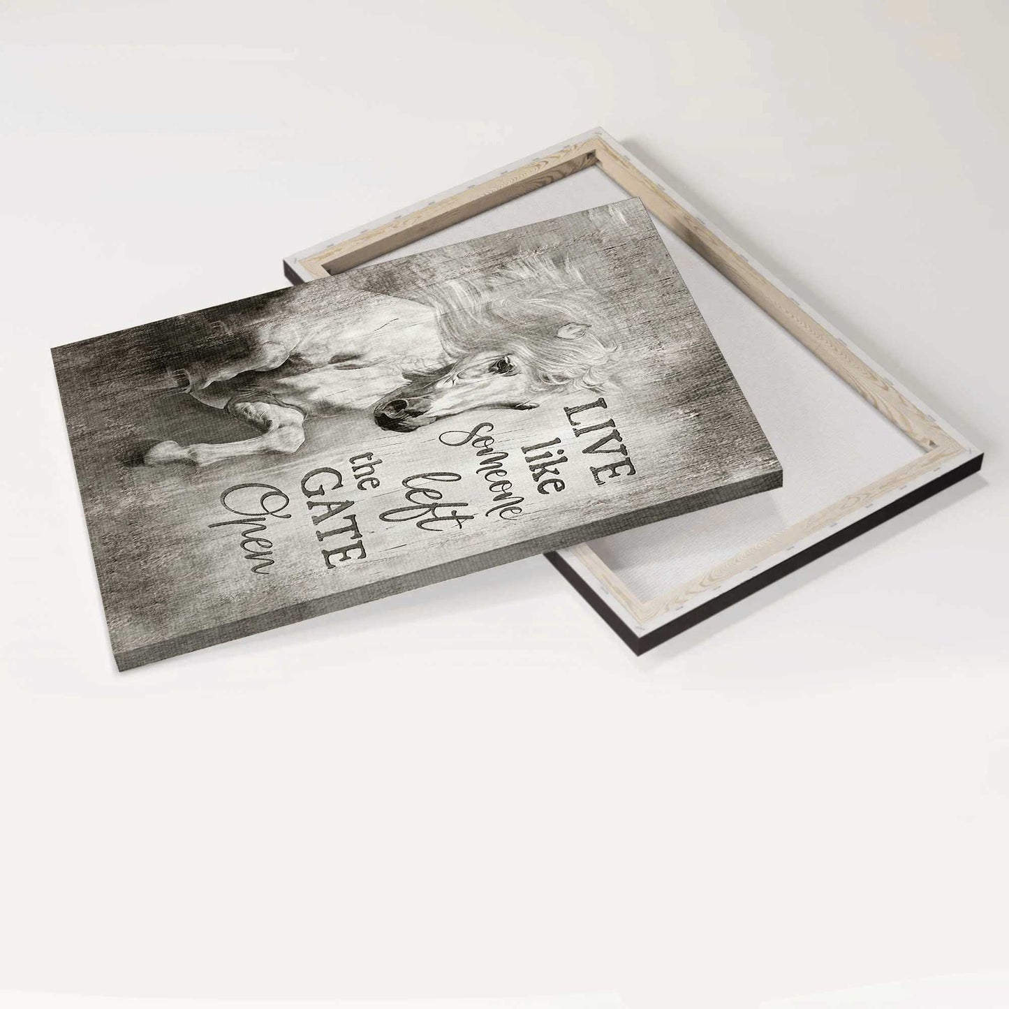 Jesus Portrait Canvas - White Horse Painting Canvas - Gift For Christian - Live Like Someone Left The Gate Open Canvas
