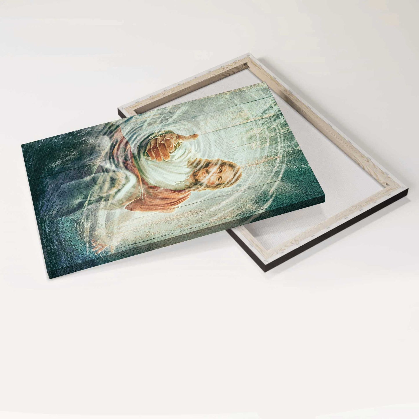 Jesus Portrait Canvas - The Hand Of God, Take His Hand Through The Water Canvas - Gift For Christian