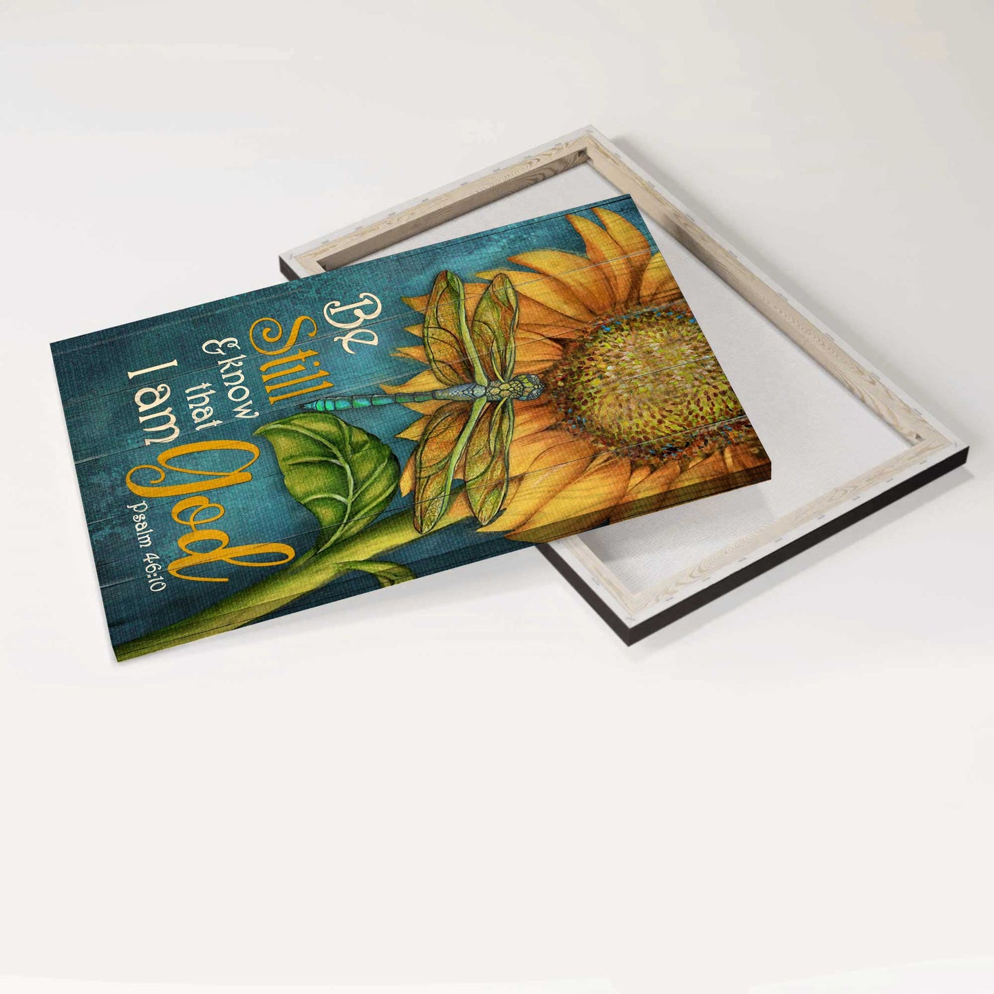 Jesus Portrait Canvas - Sunflower Painting, Dragonfly Canvas - Gift For Christian - Be Still And Know That I Am God Canvas