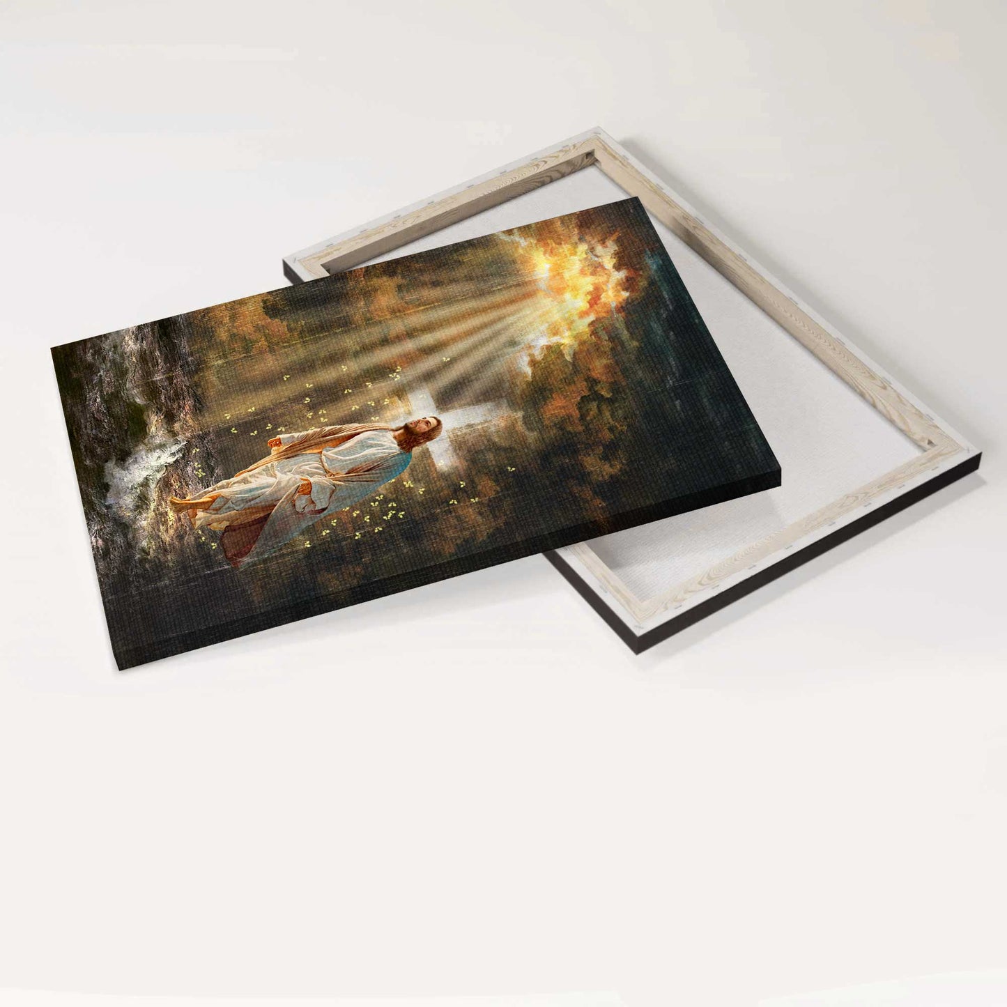 Jesus Portrait Canvas - The Life Of Jesus, Halo Painting, Yellow Butterfly, Walking On Water Canvas - Gift For Christian