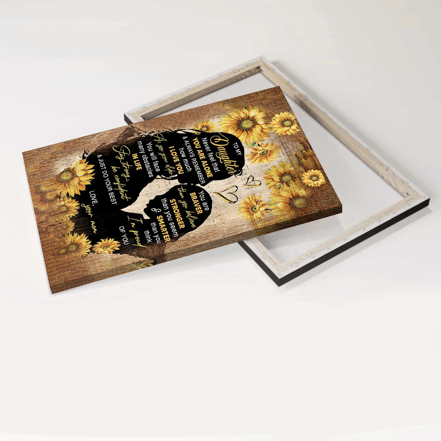 Gift for Daughter- Mom To Daughter, Sunflower, Mom and daughter, Shadow, Stay strong Be confident and do your best - Family Portrait Canvas Prints, Wall Art