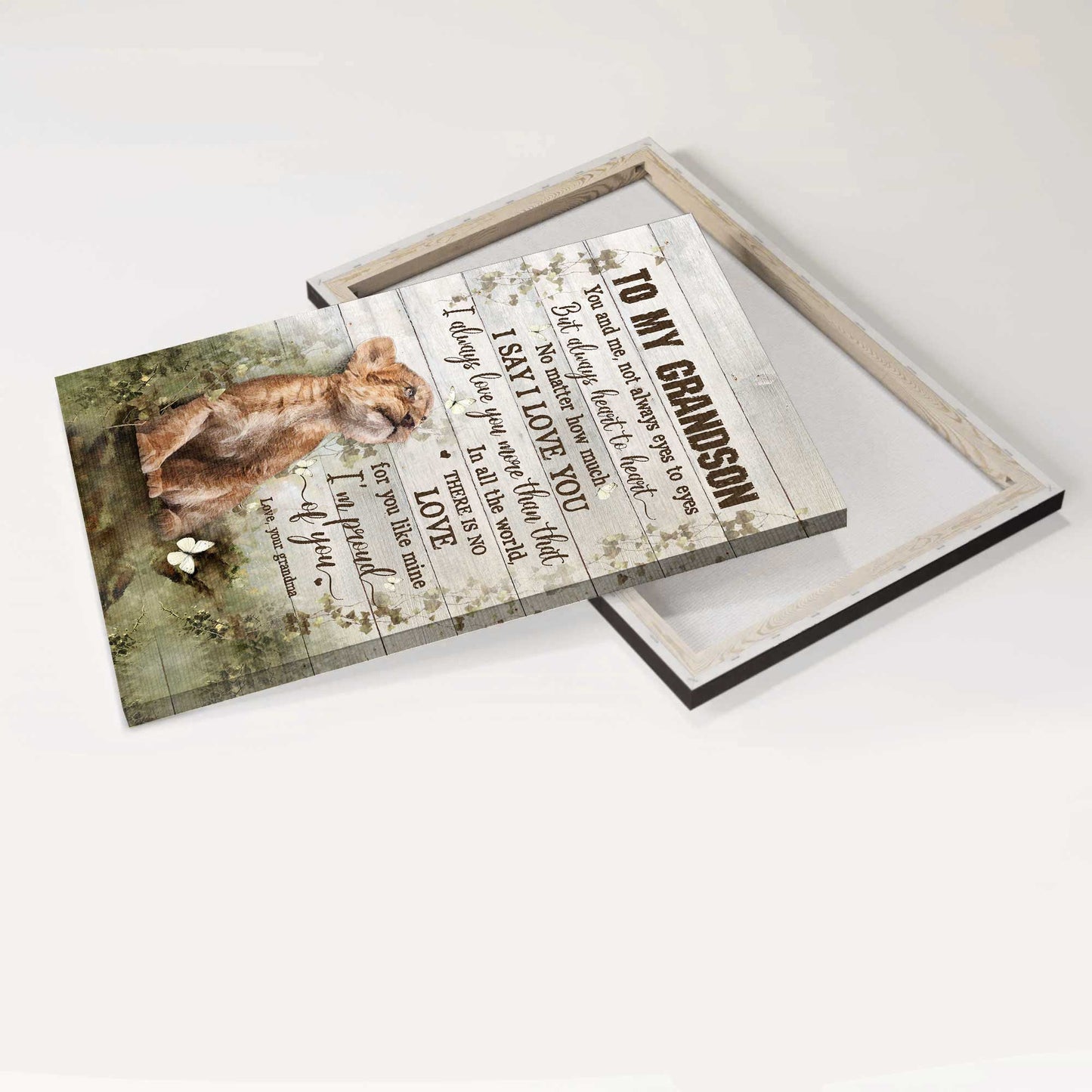 Gift for grandson- Grandma to grandson, Lion cub, Cute lion, I'm proud of you - Family Portrait Canvas Prints, Wall Art.