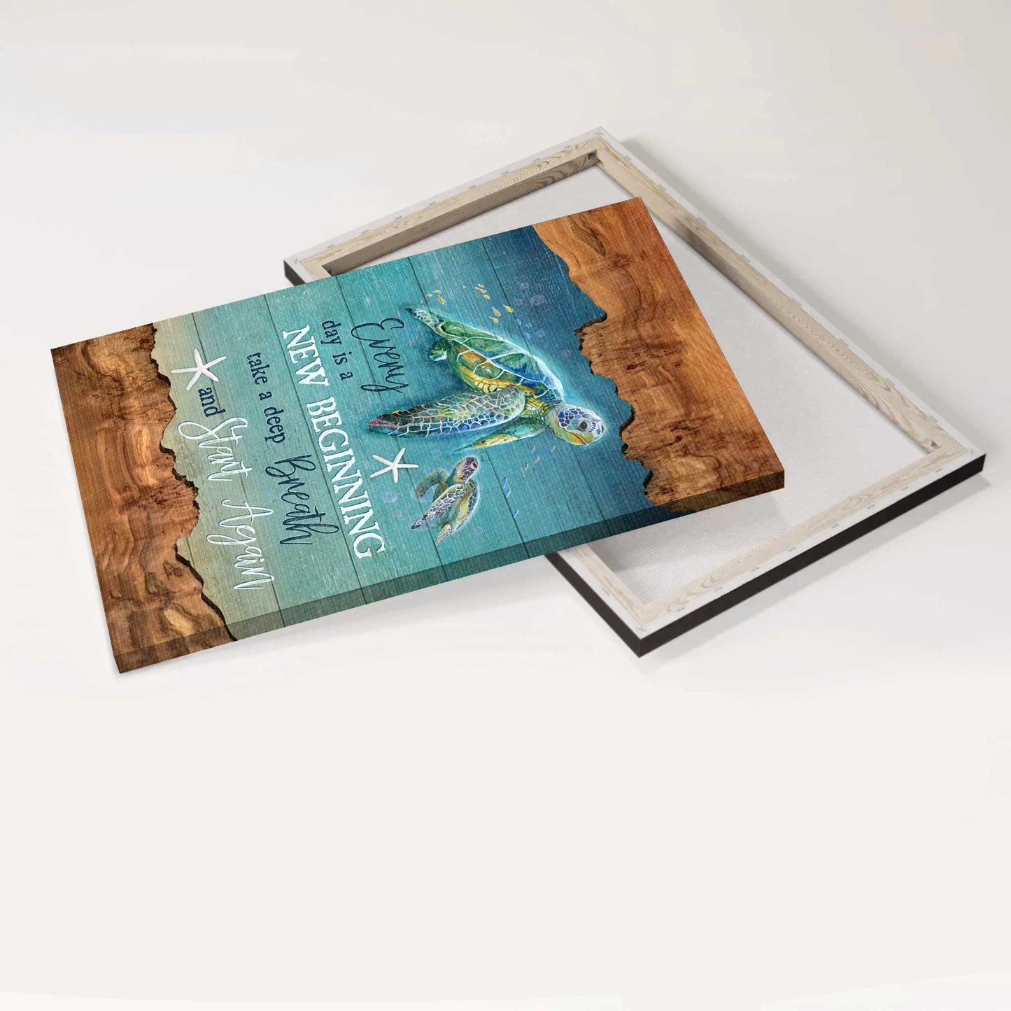 Jesus Portrait Canvas - Turtle, Turtle Painting, Under The Ocean Canvas - Gift For Christian - Everyday Is A New Beginning Canvas