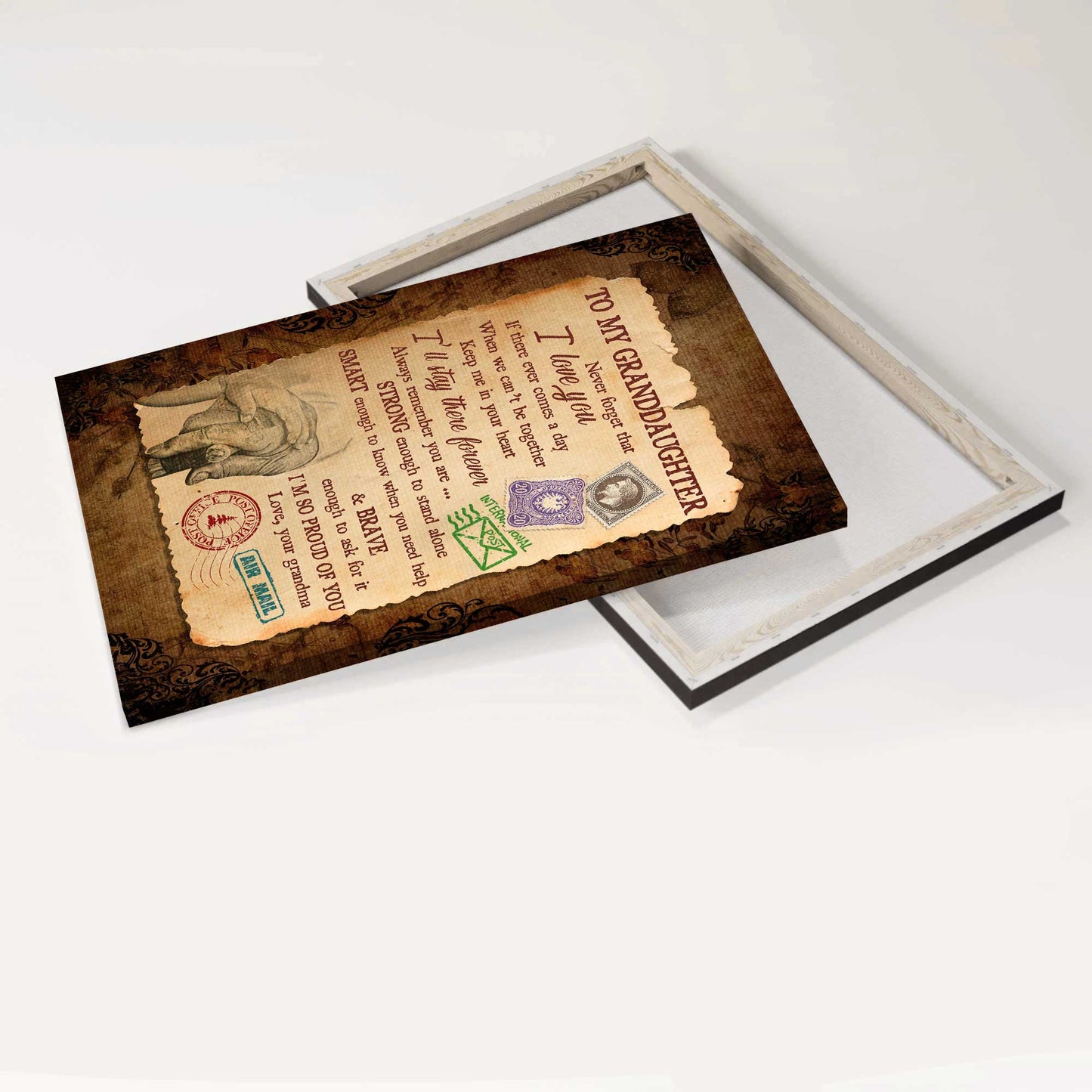 Gift for granddaughter- Grandma to granddaughter, Vintage letter, I'm so proud of you - Family Portrait Canvas Prints, Wall Art