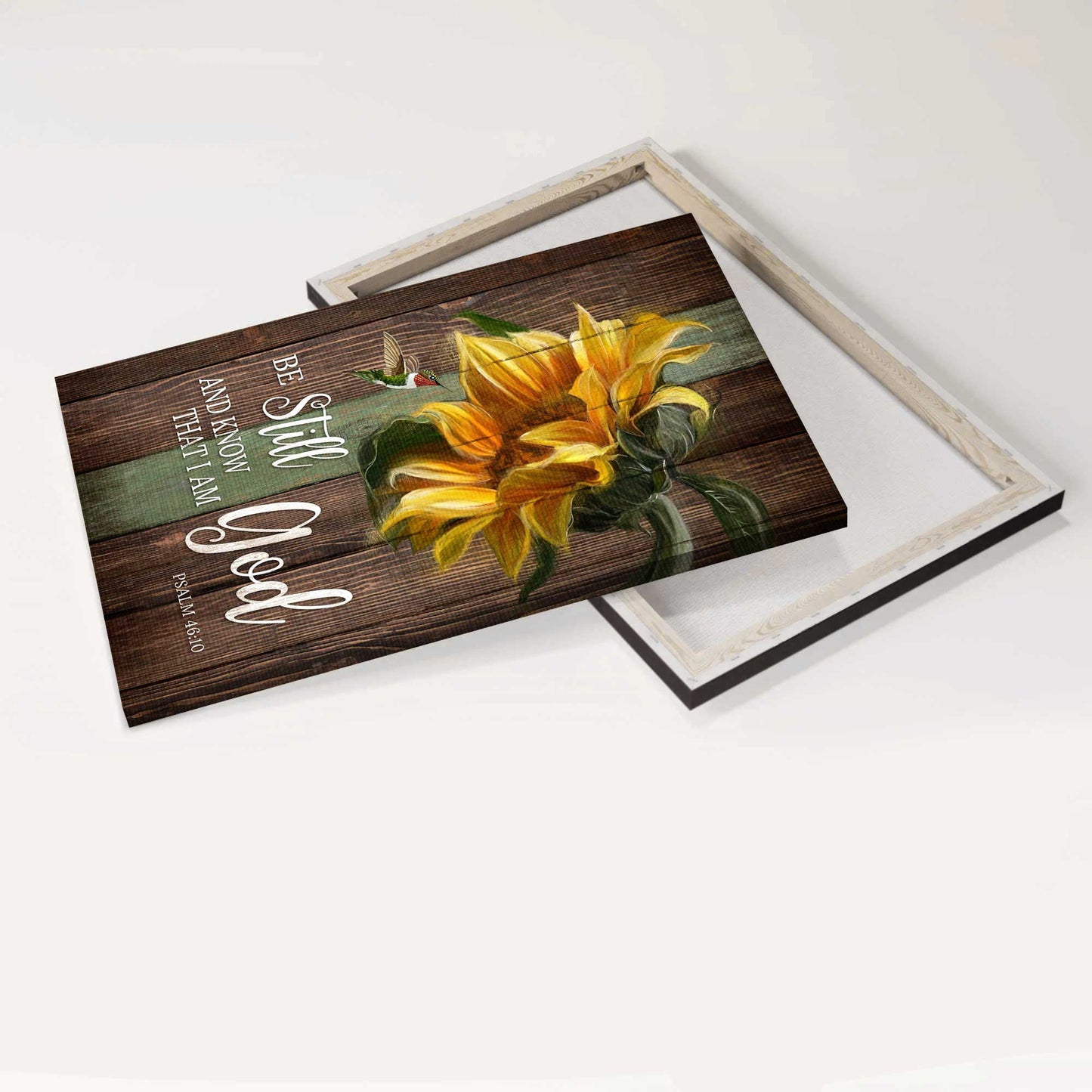 Jesus Portrait Canvas - Sunflower, Hummingbird, Still Painting Canvas - Gift For Christian - Be Still And Know That I Am God Canvas