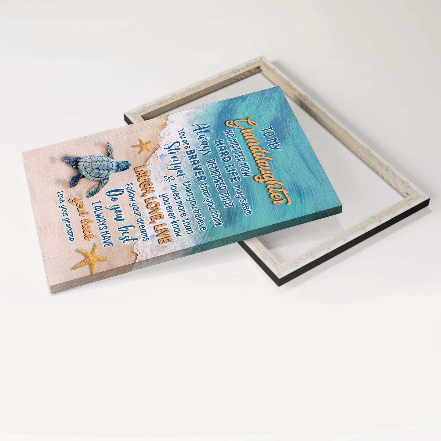 Gift for granddaughter- Grandma to Granddaughter, Sea turtle, I always have your back - Family Portrait Canvas Prints, Wall Art