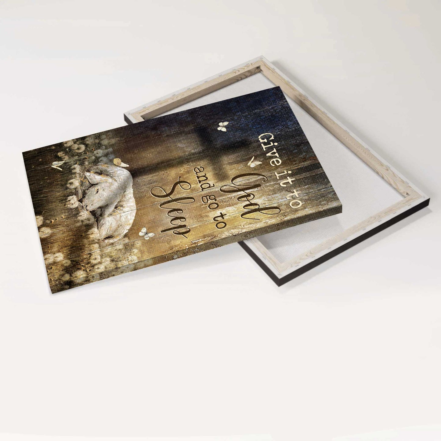 Jesus Portrait Canvas - Watercolor Lamb of God, Dandelion field canvas - Gift For Christian - Give it to God and go to sleep