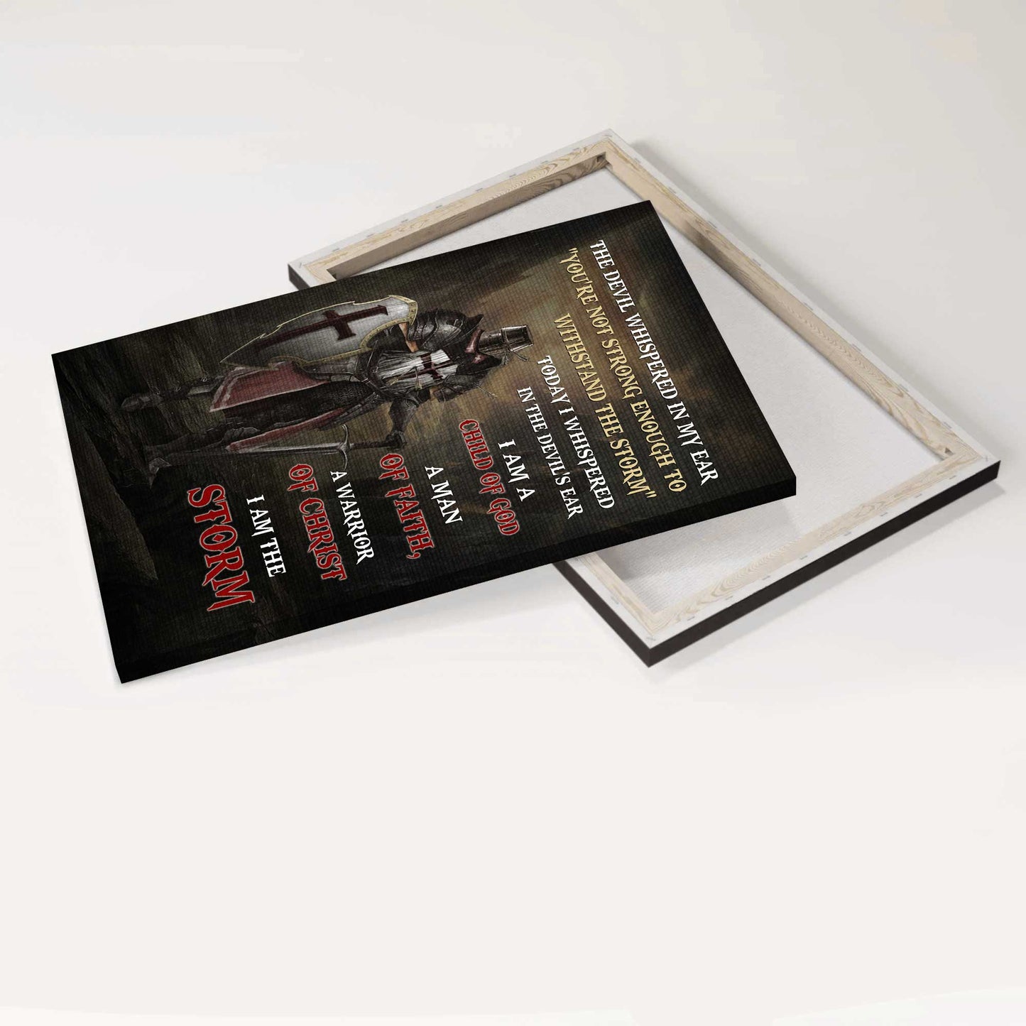 Jesus Portrait Canvas - Warrior Of God, Knight Painting Canvas - Gift For Christian - I Am The Storm Canvas