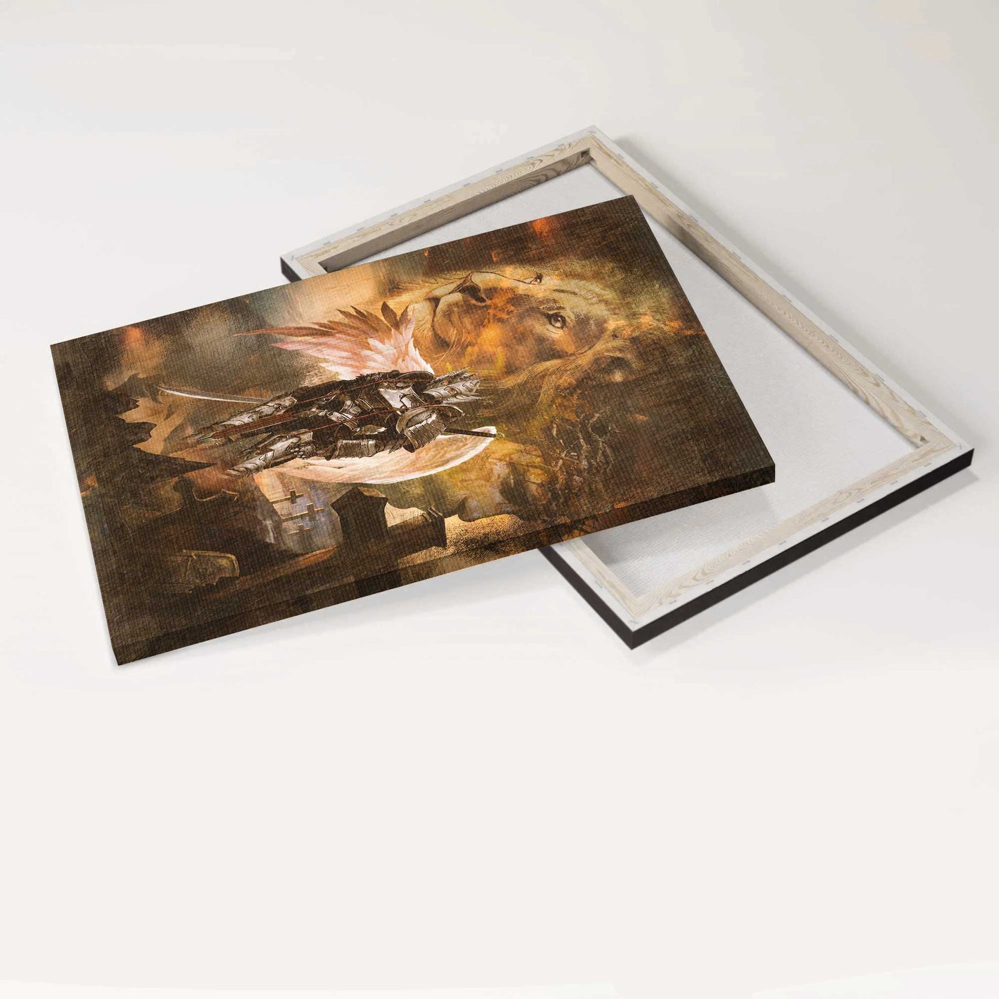 Jesus Portrait Canvas - Warrior, Jesus, Lion Of Judah, Beautiful Wings, Cross Canvas - Gift For Christian