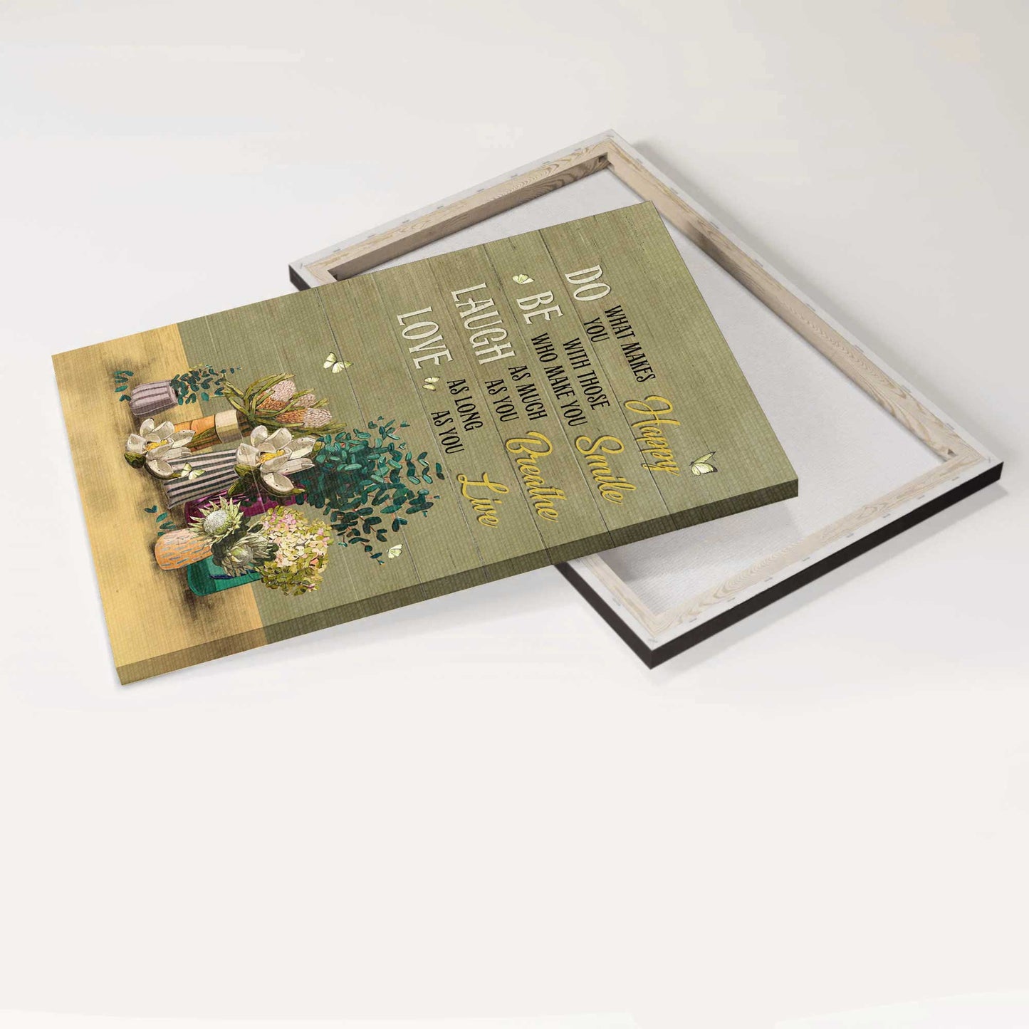 Jesus Portrait Canvas - Unique Flower Painting, Green Butterfly Canvas - Gift For Christian - Do What Makes You Happy Canvas