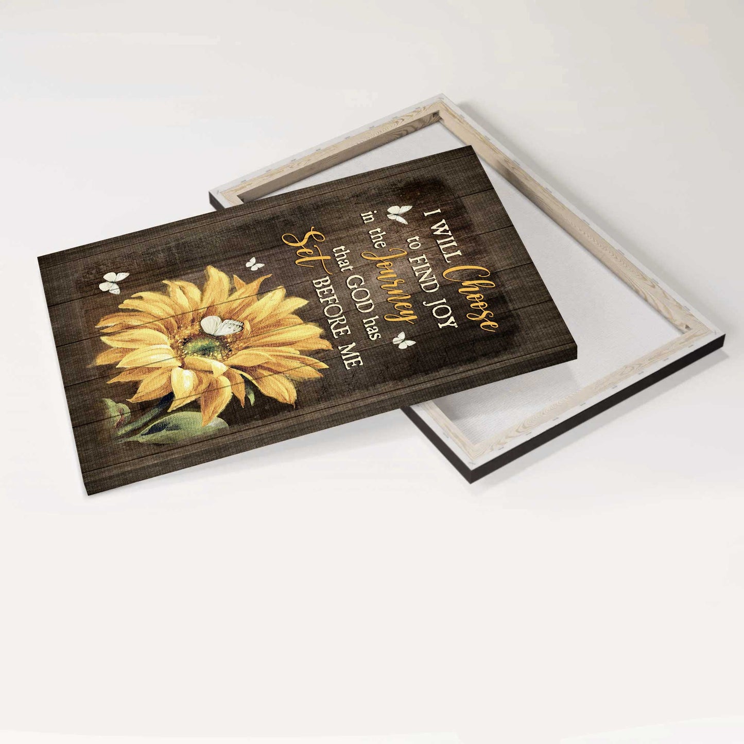Jesus Portrait Canvas - Sunflower Painting, White Butterfly Canvas - Gift For Christian - I Will Choose To Find Joy In The Journey Canvas