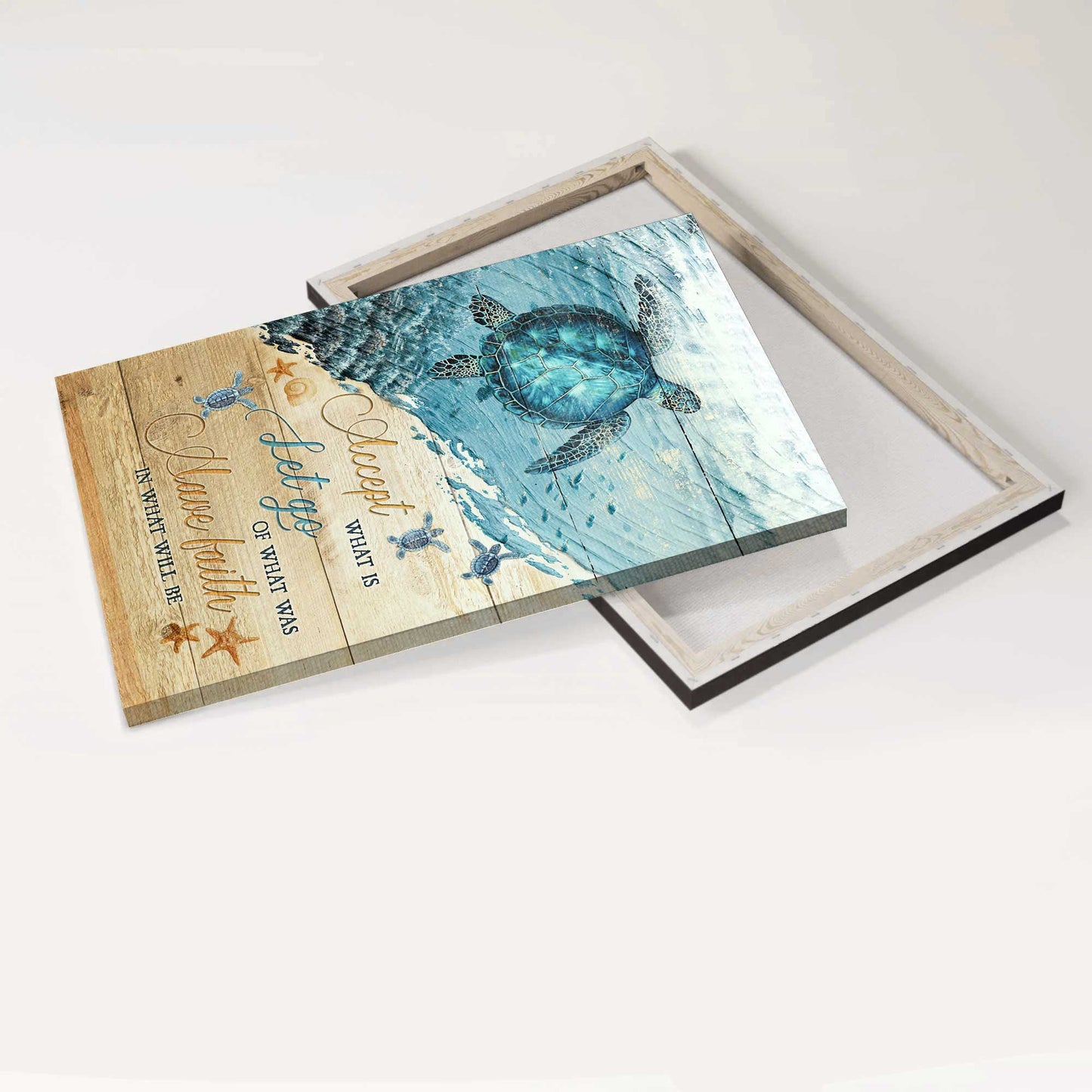 Jesus Portrait Canvas - Turtle Painting, Under The Ocean Canvas - Gift For Christian - Accept What Is, Let Go Of What Was, Have Faith In What Will Be