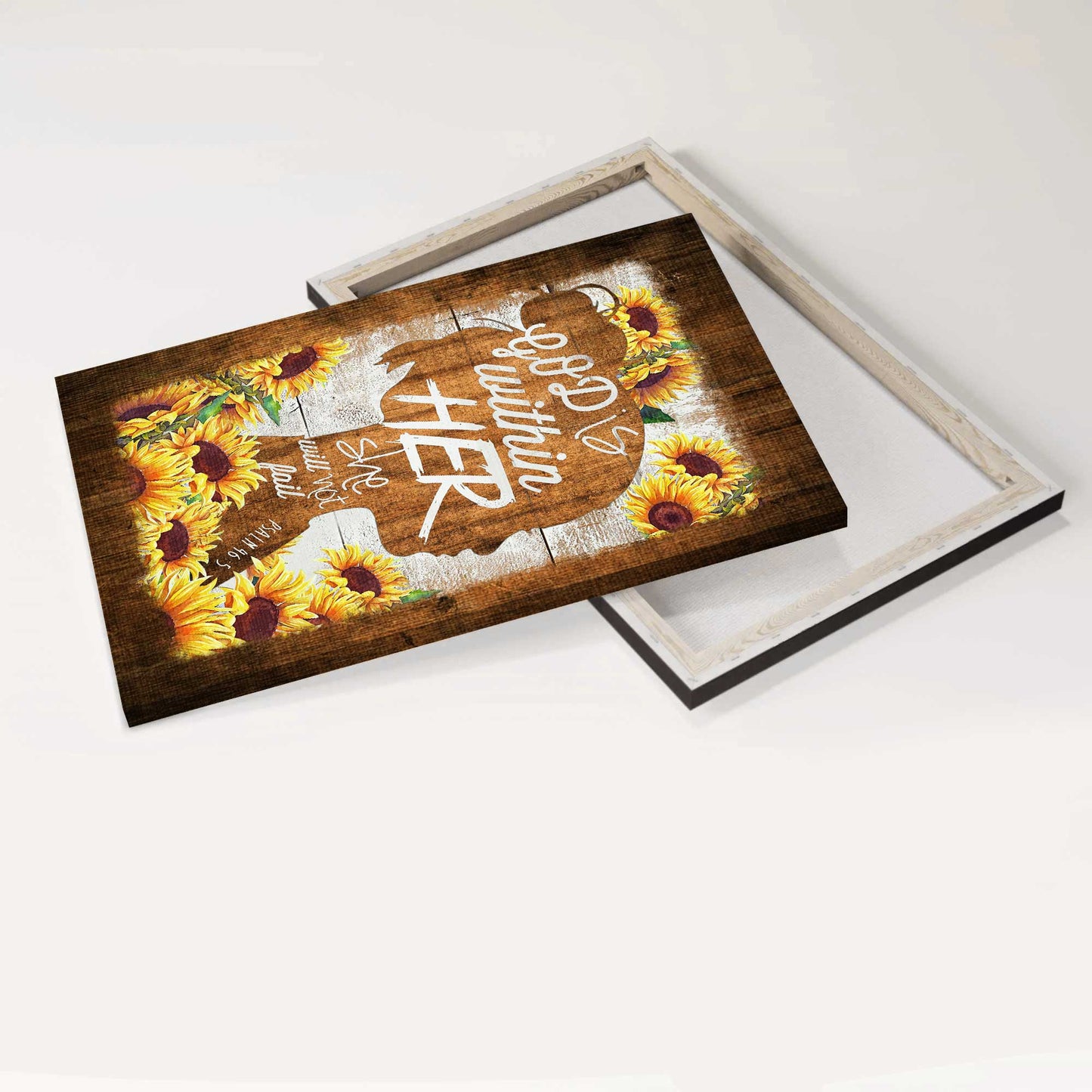 Jesus Portrait Canvas - Sunflower, Shadow Girl Canvas - Gift For Christian - God Is Within Her, She Will Not Fail Canvas