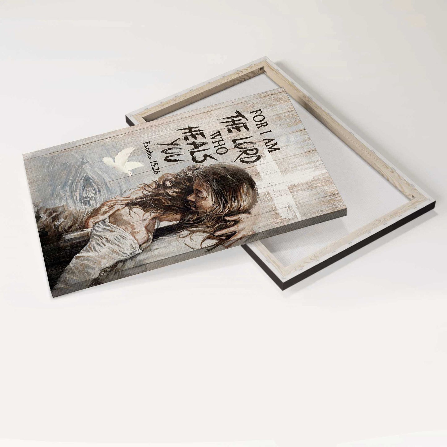 Jesus Portrait Canvas - White Dove, Holy Spirit, Bible Verse Canvas - Gift For Christian - For I Am The Lord Who Heals You Canvas