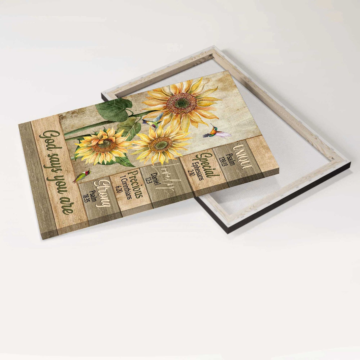 Jesus Portrait Canvas - Sunflower Painting, Cute Hummingbird Canvas - Gift For Christian - God Says You Are Unique, Special Canvas