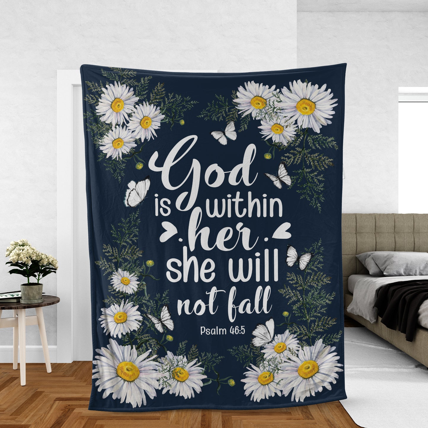 Christian Throw Blanket, Faith Blanket, Jesus Blanket, Inspirational Gift, Daisy Blanket - God Is Within Her, She Will Not Fall Blanket
