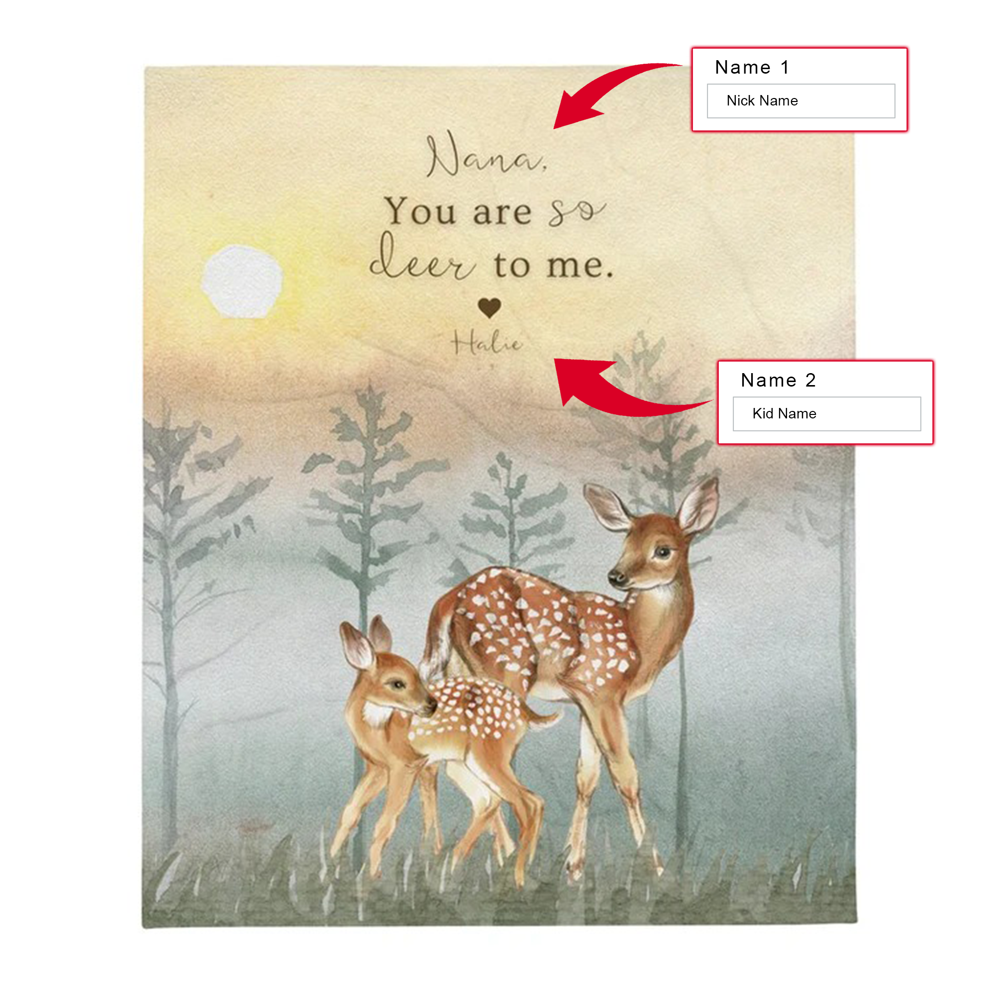 Personalized Mom Blanket, Grandma Blanket, Mother's Day Gift, Custom Name Nick Name Blanket, Mother's Gift Blanket, You Are So Deer To Me