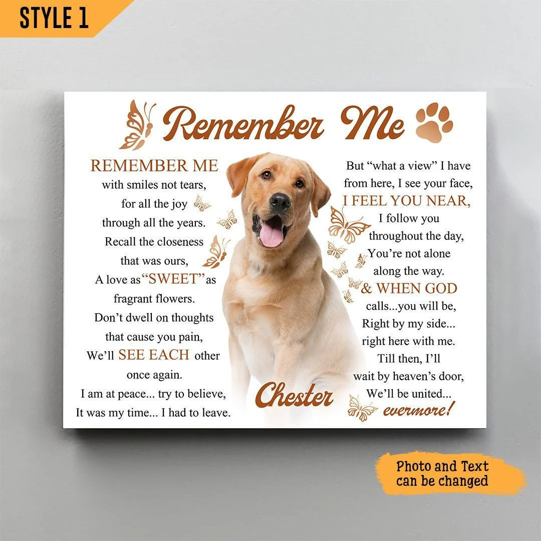 Dog Cat Landscape Canvas - Personalized Dog Cat Memorial Canvas - Custom Gift For Dog Cat Lovers - Remember Me With Smiles Not Tears Landscape Canvas