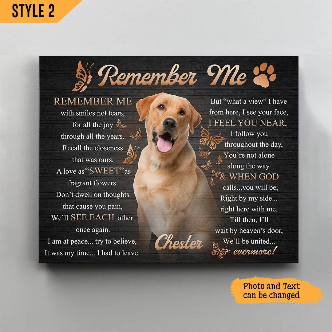 Dog Cat Landscape Canvas - Personalized Dog Cat Memorial Canvas - Custom Gift For Dog Cat Lovers - Remember Me With Smiles Not Tears Landscape Canvas