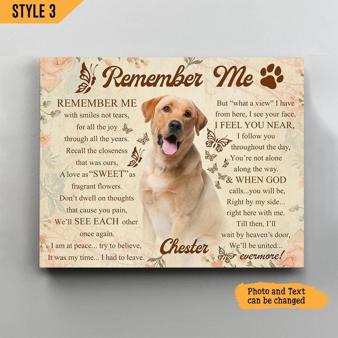 Dog Cat Landscape Canvas - Personalized Dog Cat Memorial Canvas - Custom Gift For Dog Cat Lovers - Remember Me With Smiles Not Tears Landscape Canvas